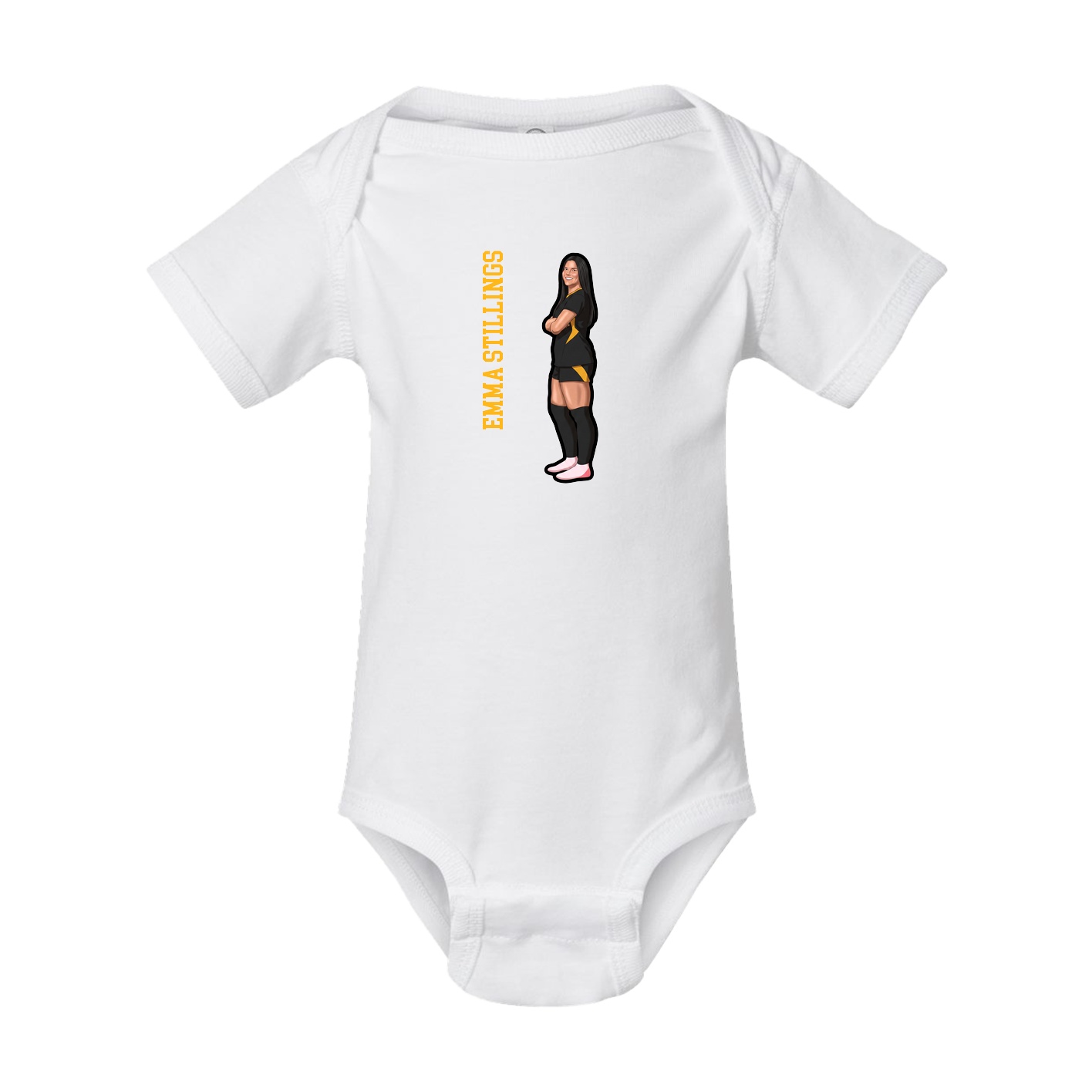 Baby Onesie — Name Vertical in White