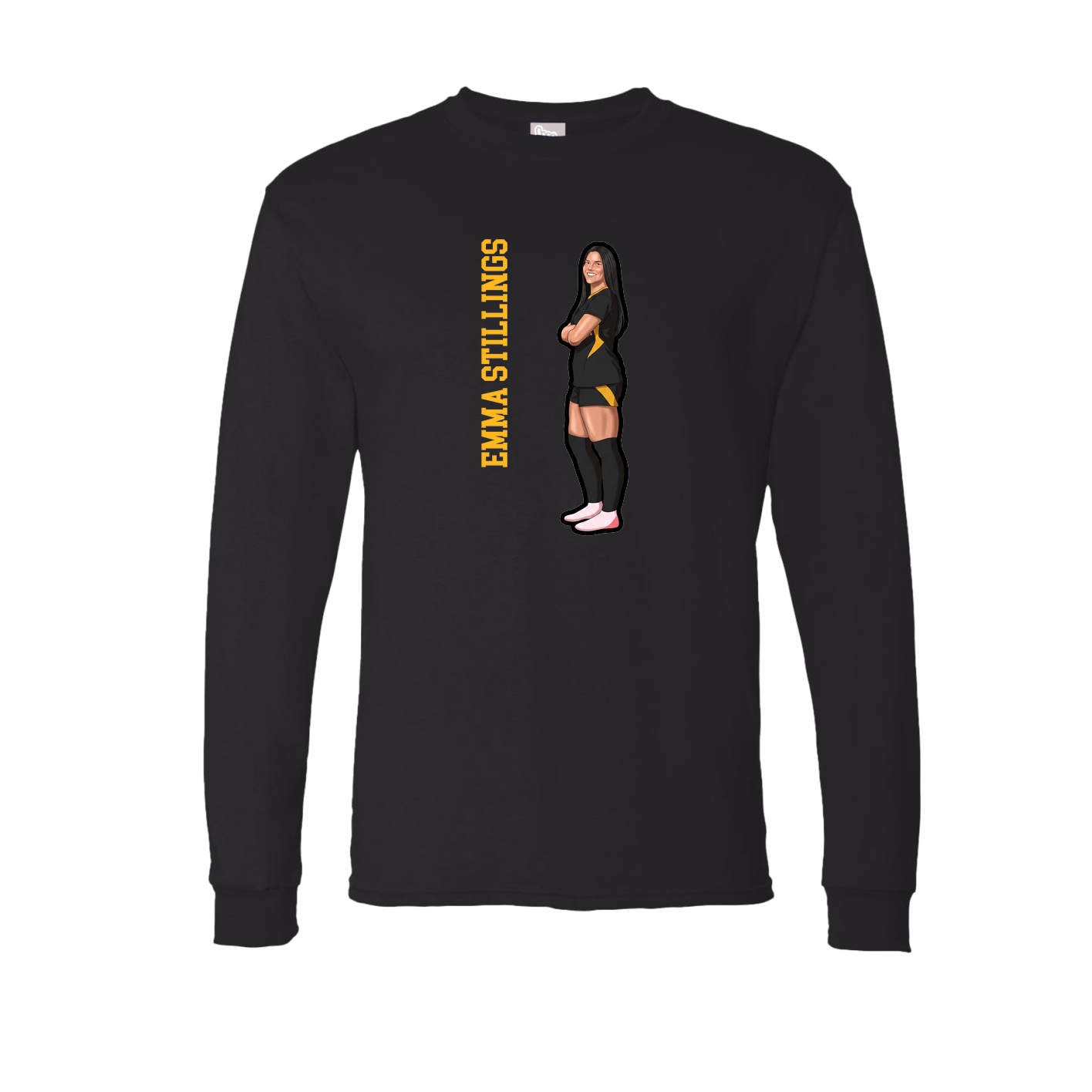 Long Sleeve Tee — Name Vertical in Black