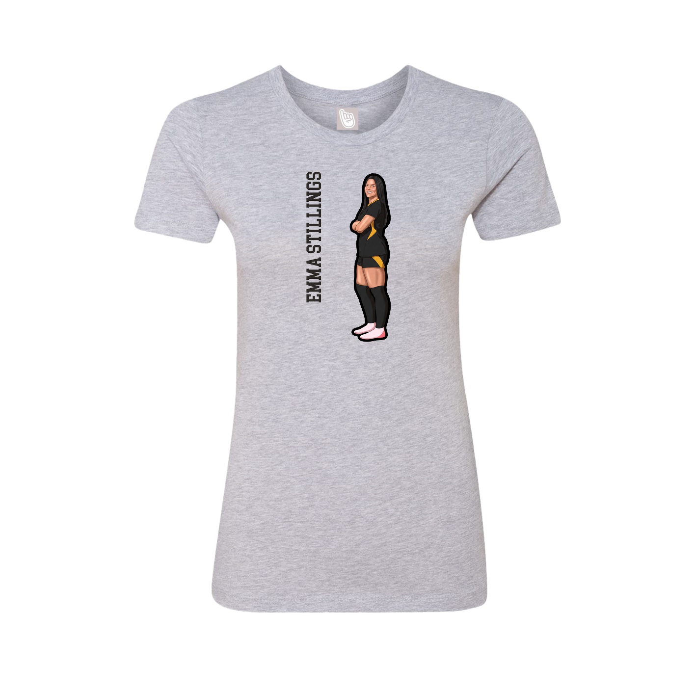 Womens Tee — Name Vertical in Grey