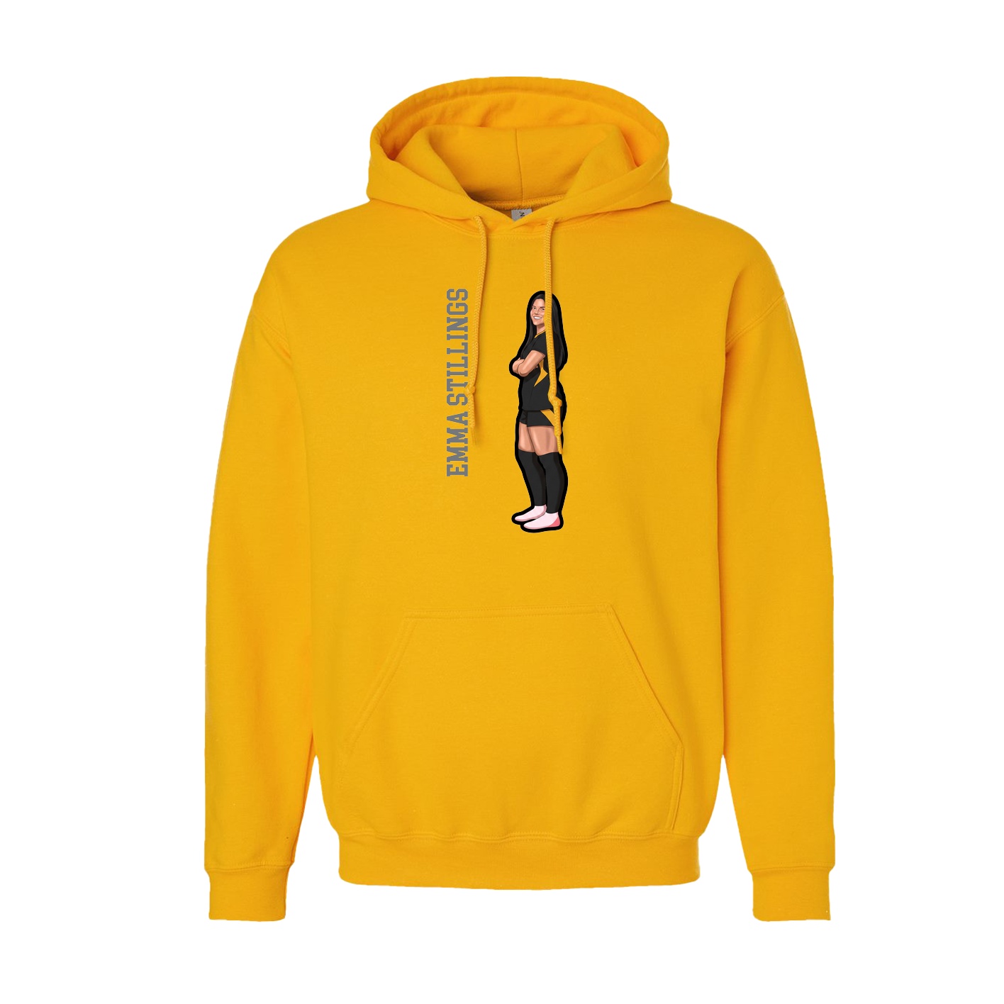 Youth Hoodie — Name Vertical in Gold