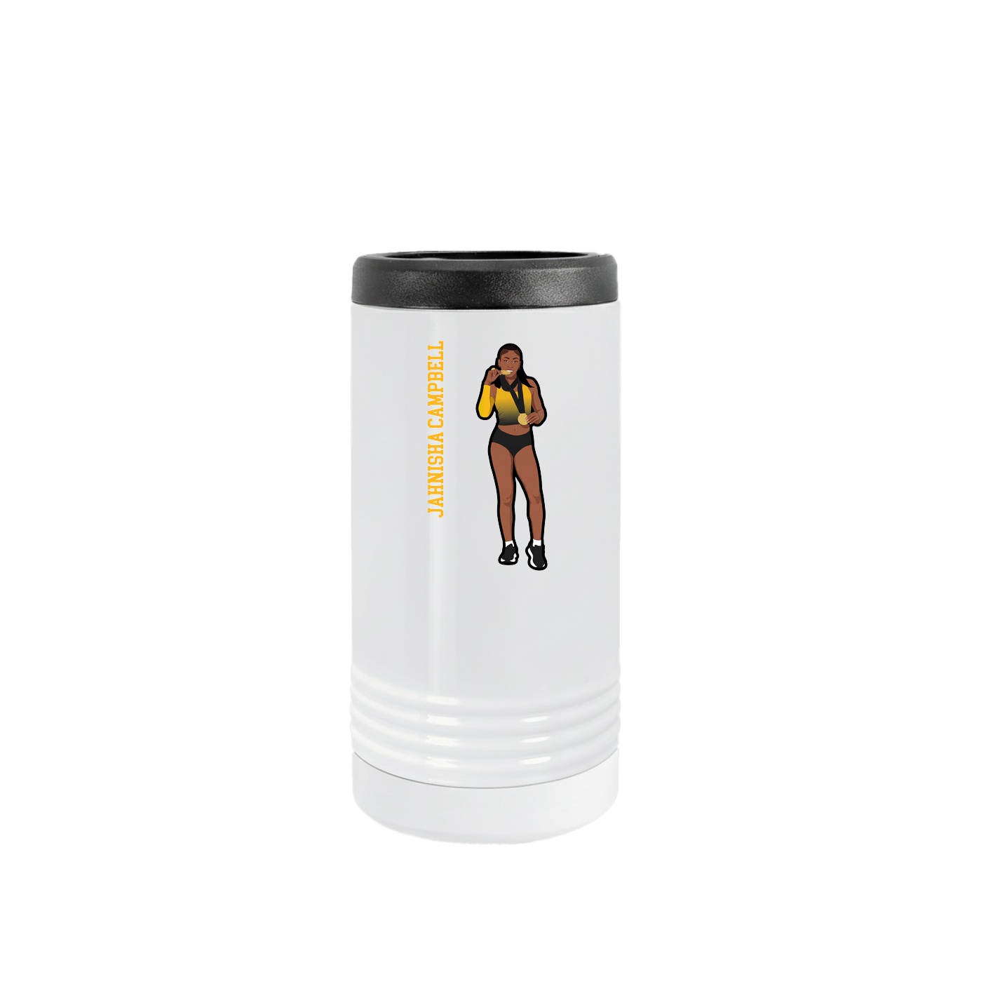 Slim Beverage Holder — Name Vertical in White