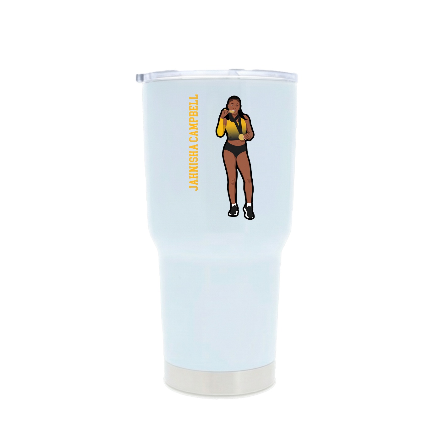 30oz Stainless Steel Tumbler — Name Vertical in White
