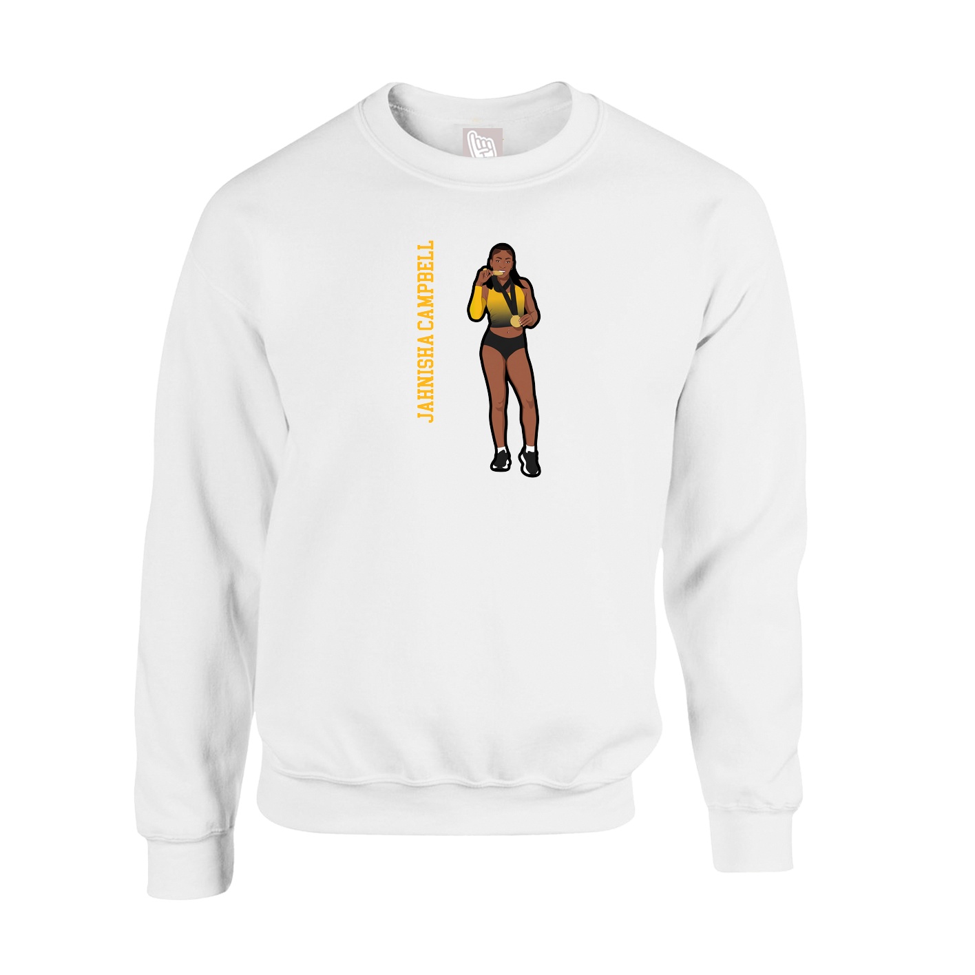 Fleece Crew — Name Vertical in White