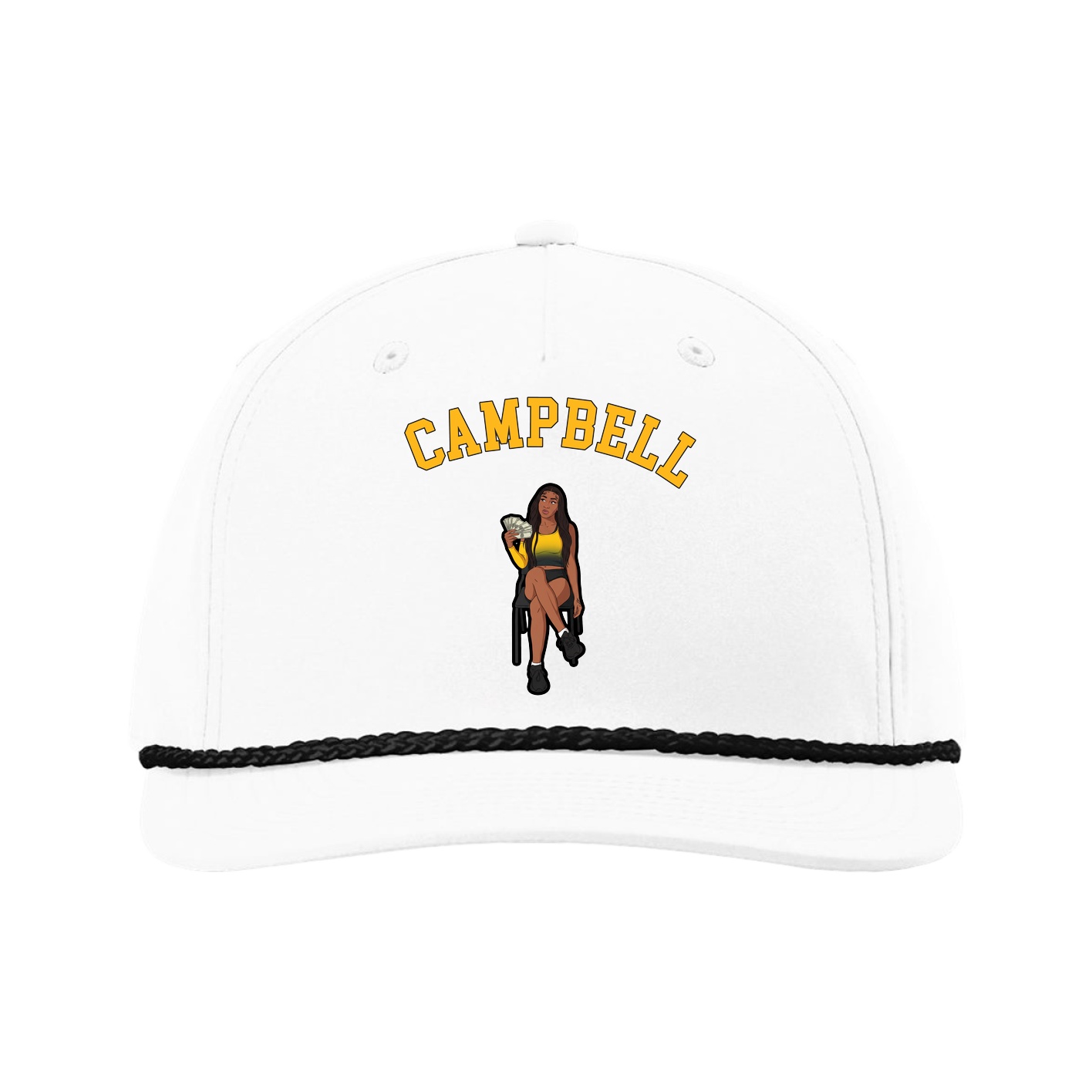 Five-Panel Classic Rope Cap — Shirsey Arch in White
