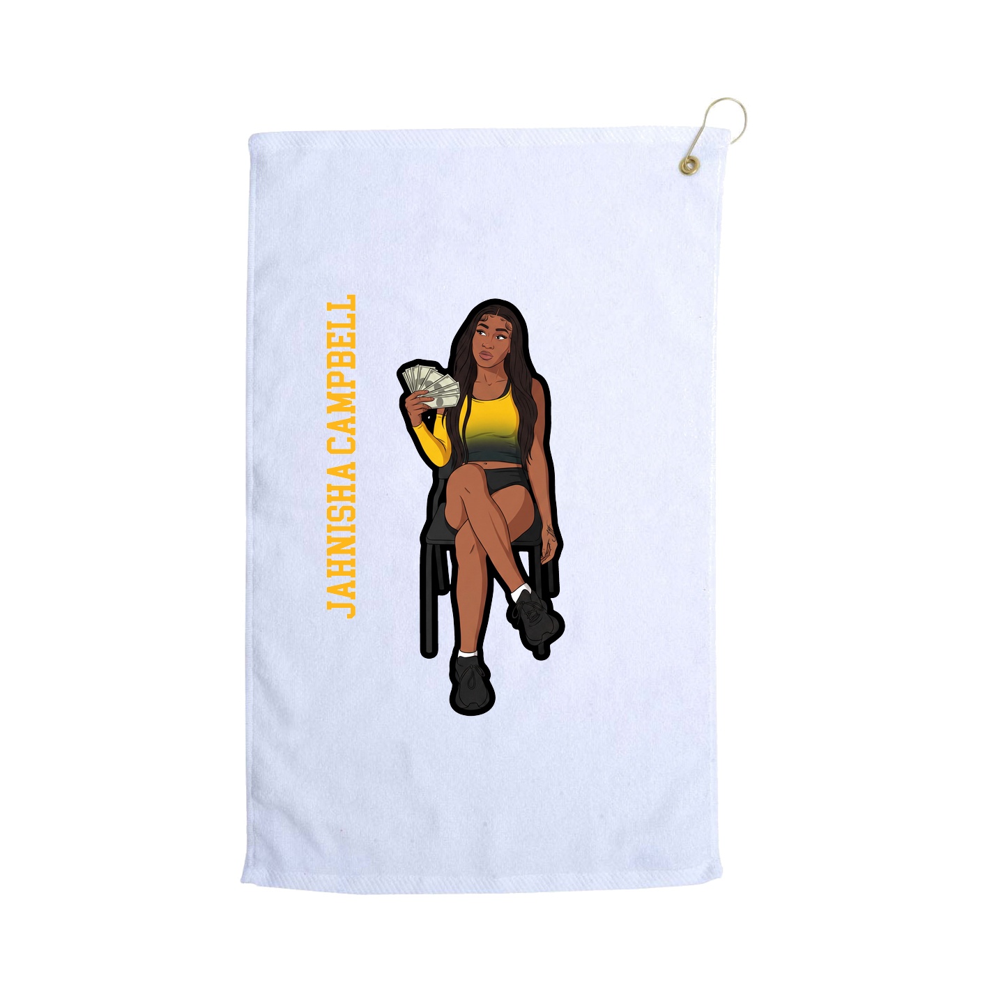 Golf Towel — Name Vertical in White