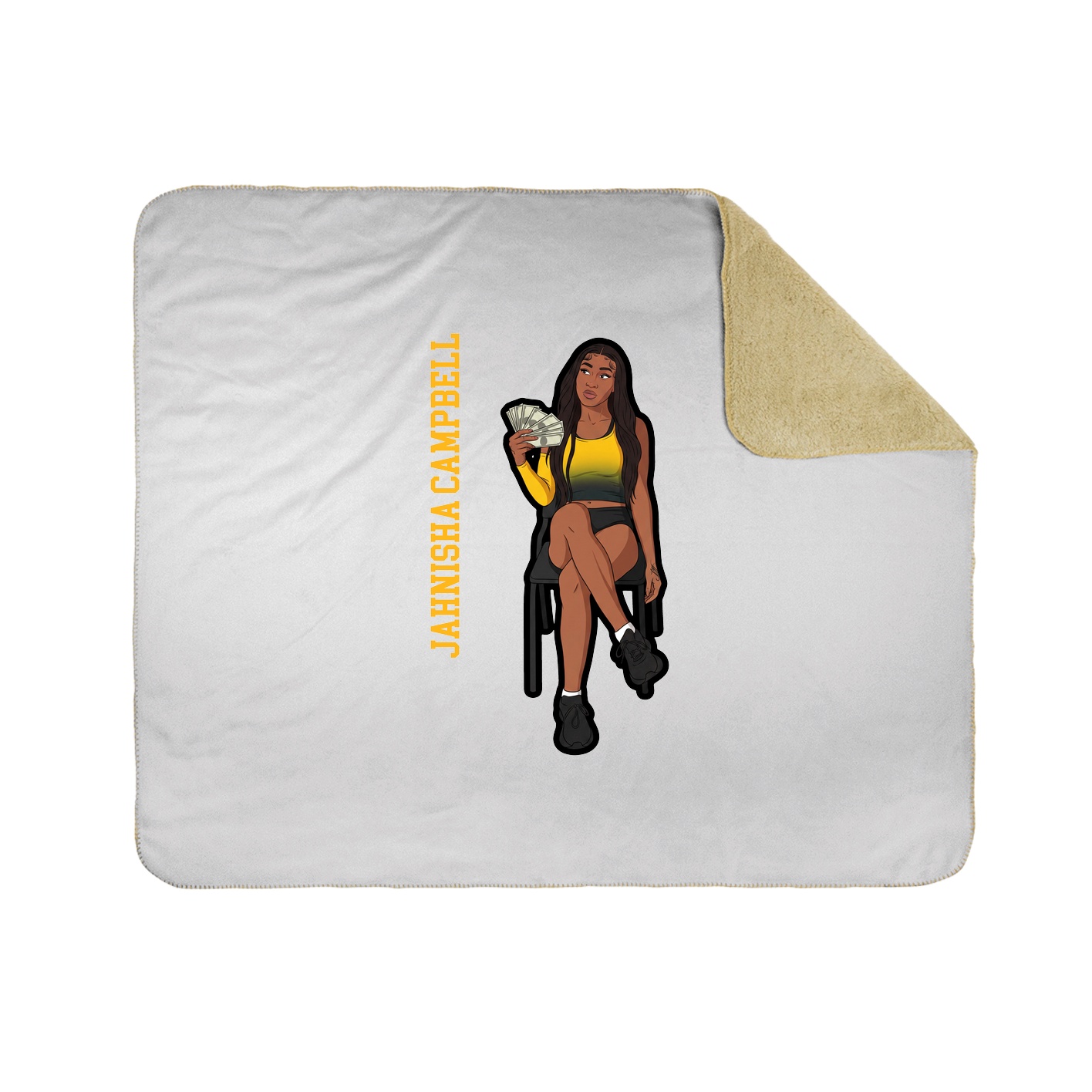 Throw Blanket — Name Vertical in White