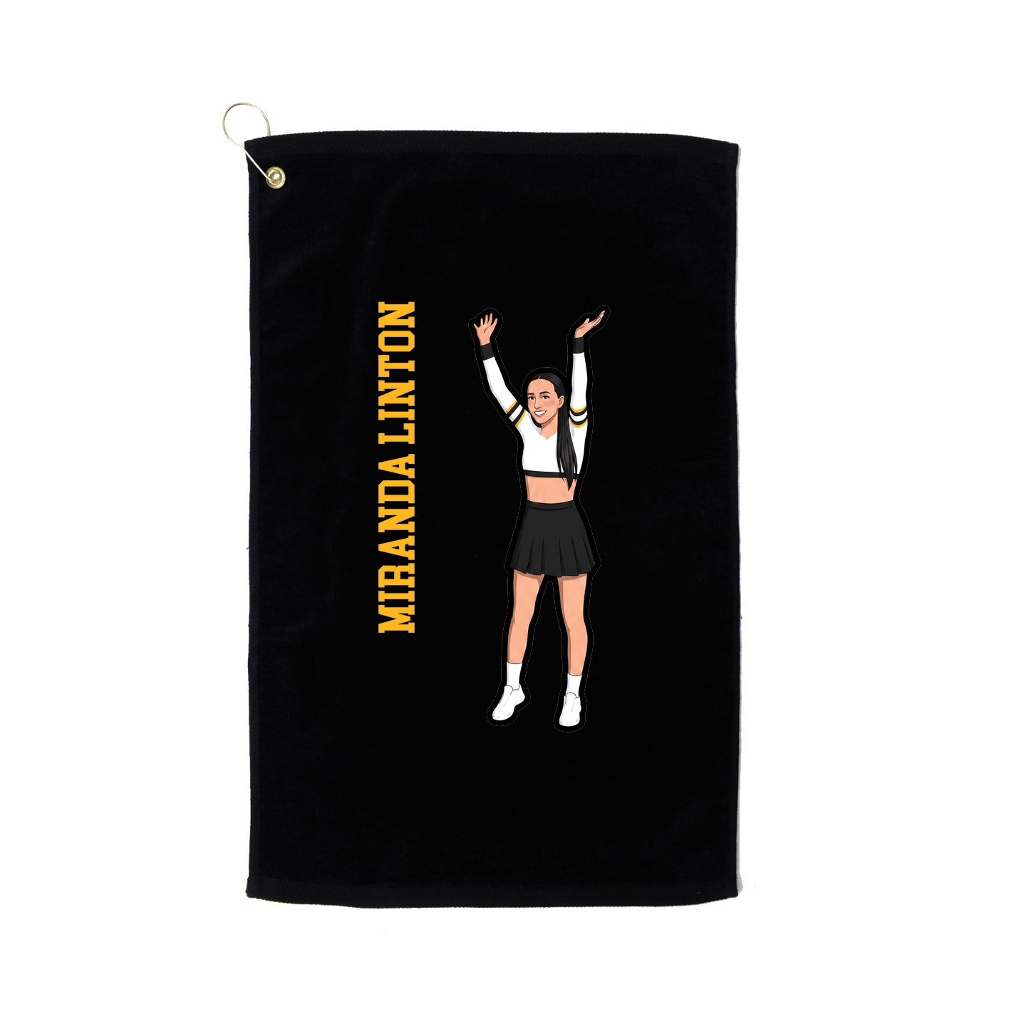 Golf Towel — Name Vertical in Black