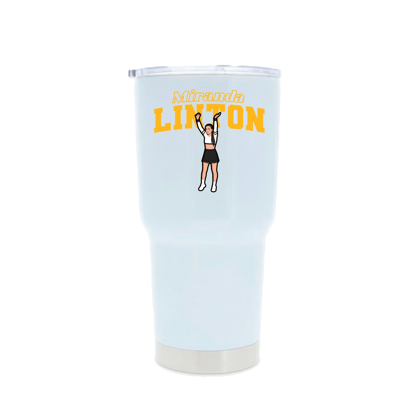 30oz Stainless Steel Tumbler — Name Arch in White
