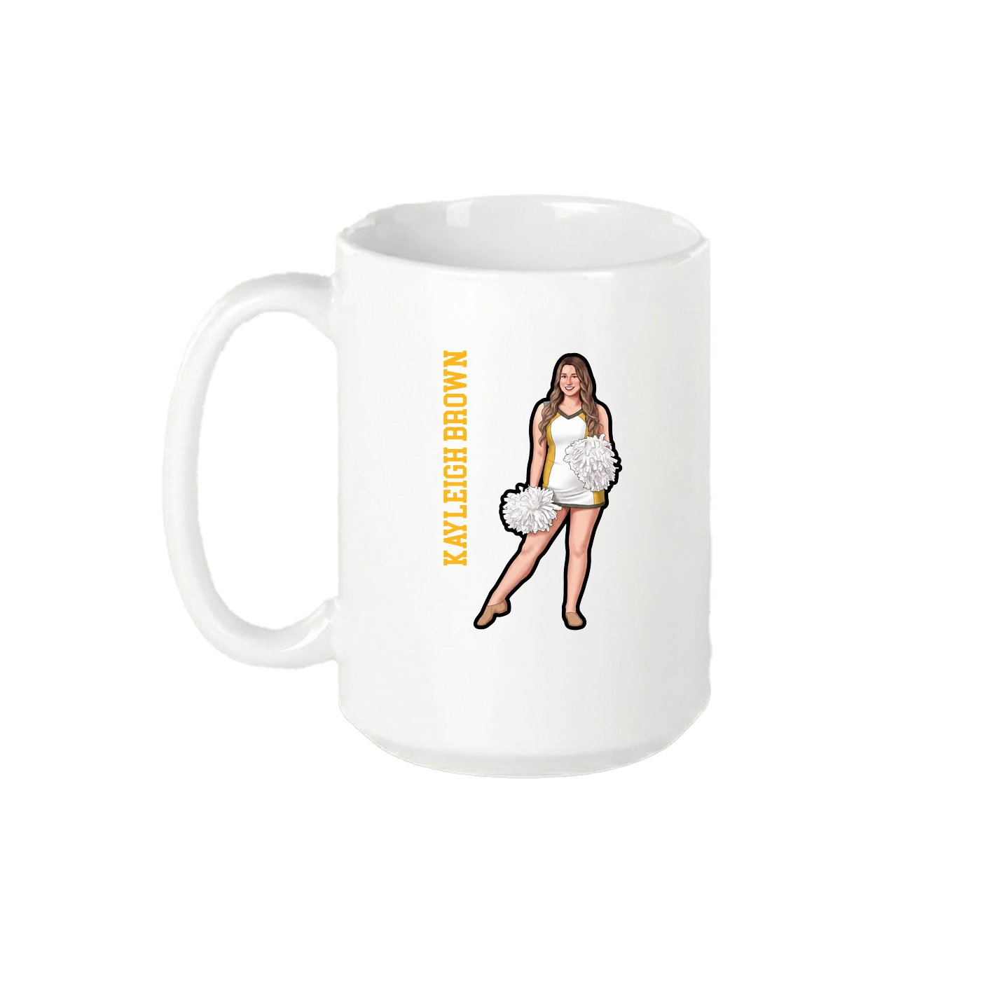 15oz Coffee Mug — Name Vertical in White