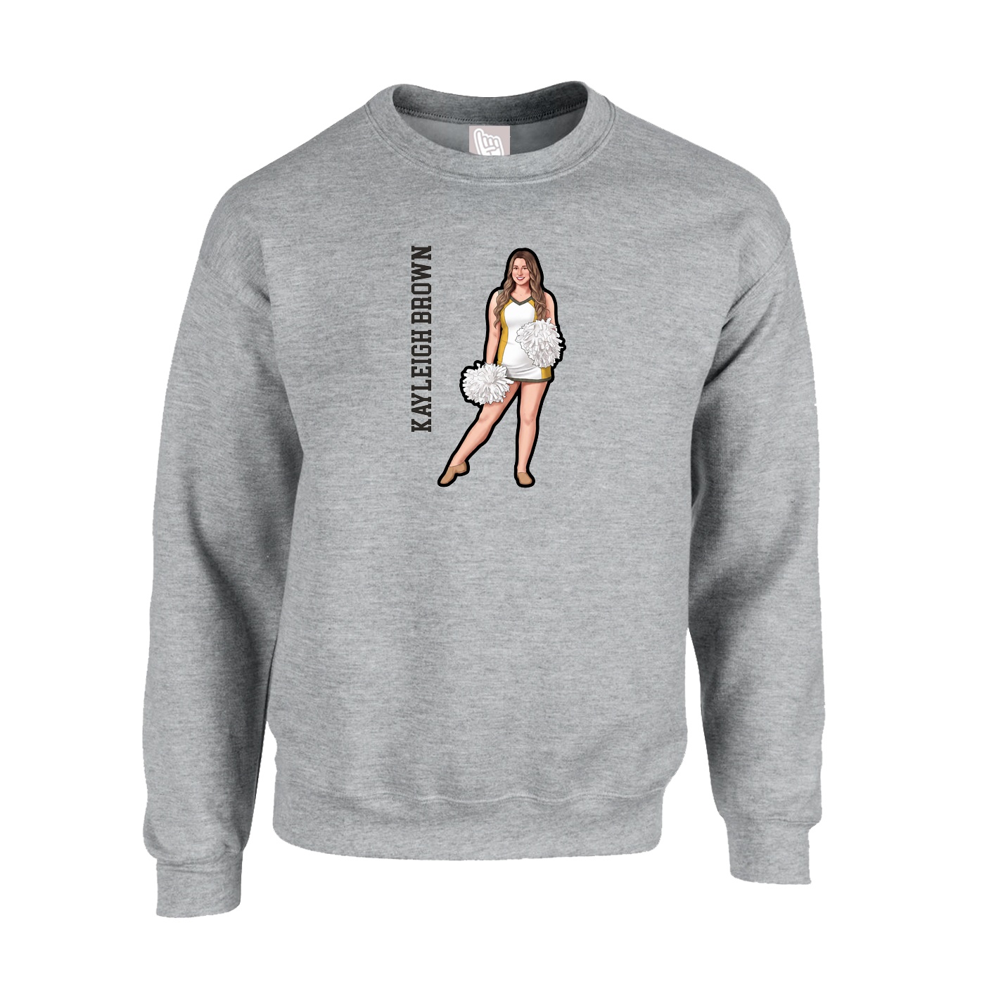 Fleece Crew — Name Vertical in Grey