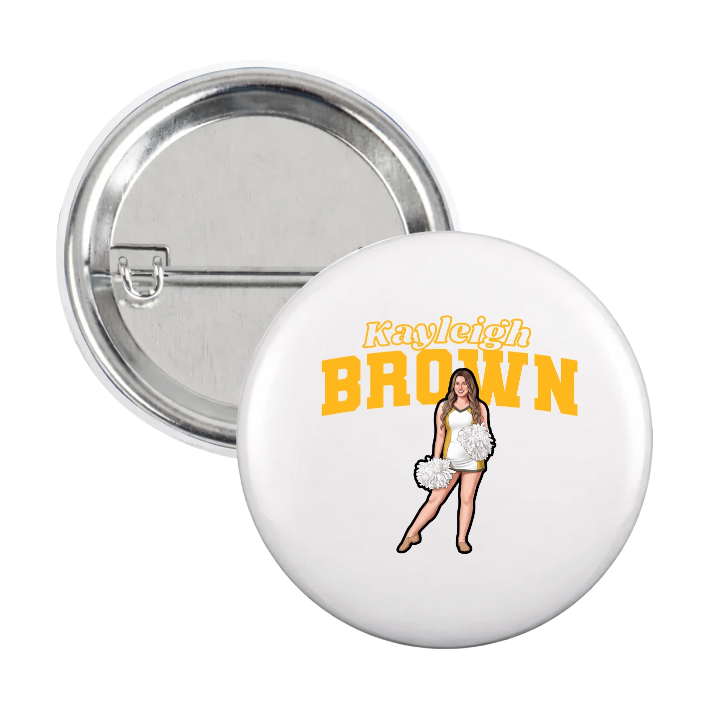 Game Day Button — Name Arch in White