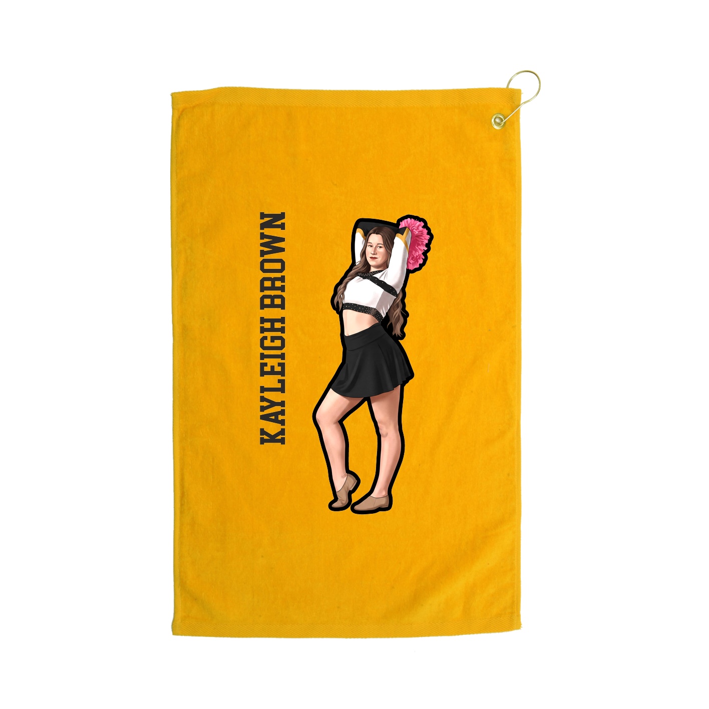 Golf Towel — Name Vertical in Gold