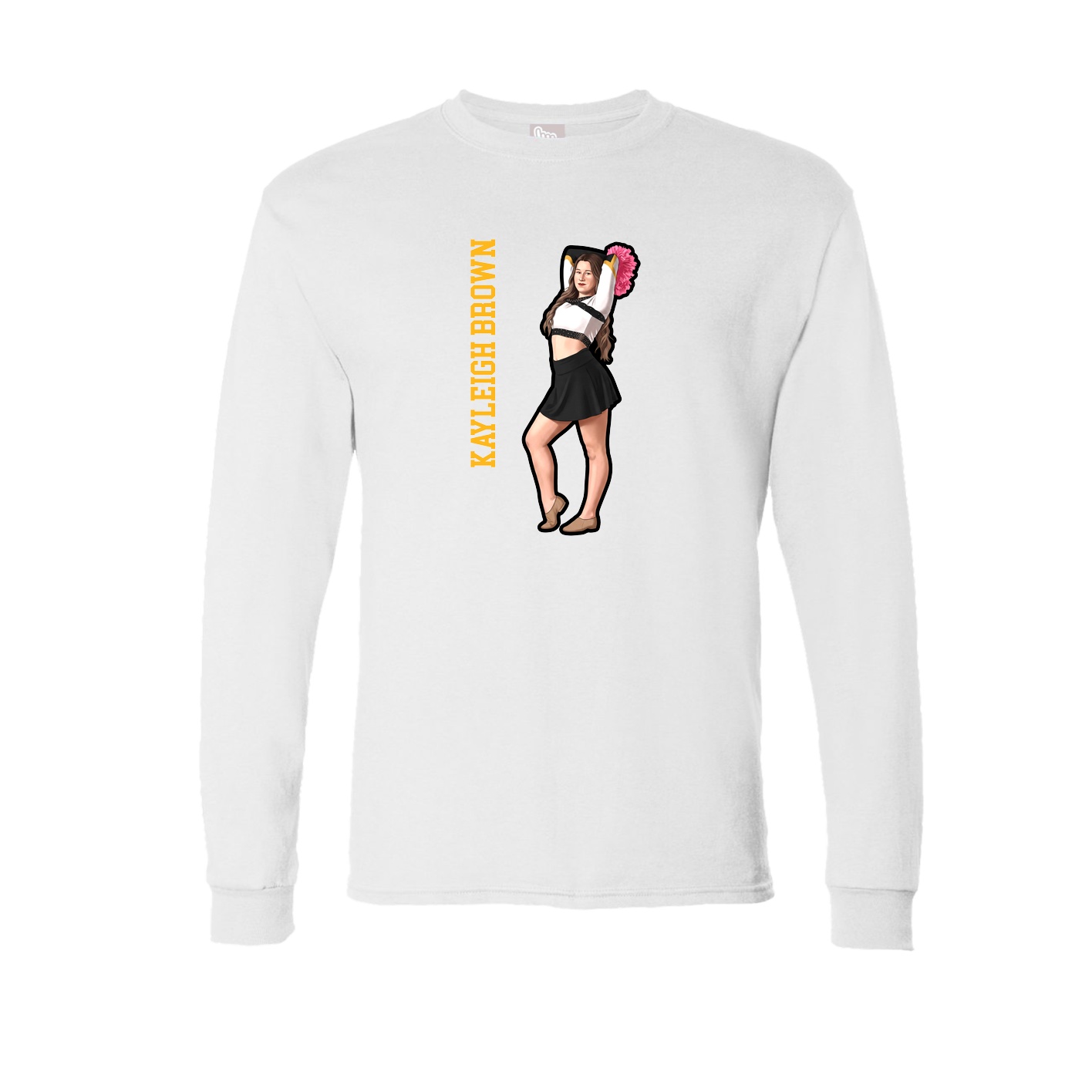 Long Sleeve Tee — Name Vertical in White
