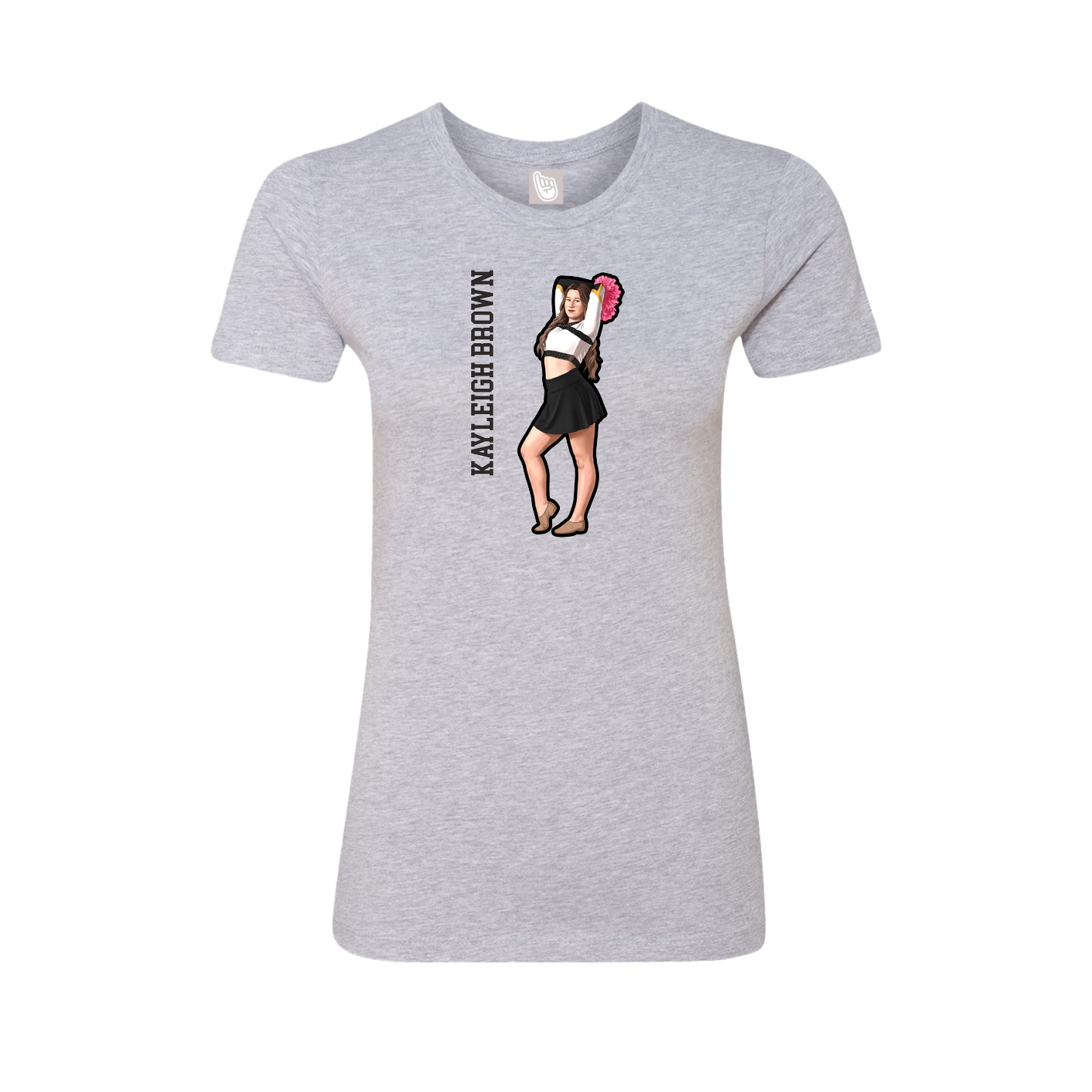 Fitted Women's Tee — Name Vertical in Grey