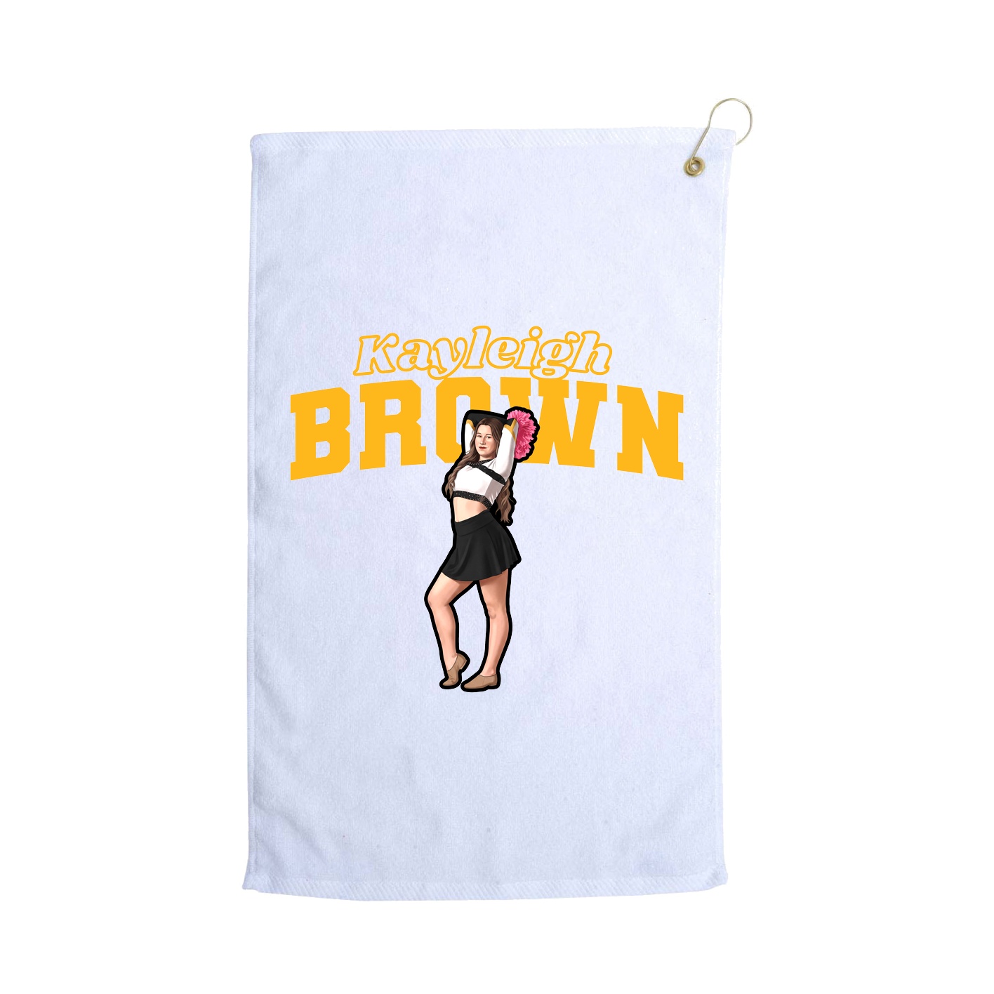 Golf Towel — Name Arch in White