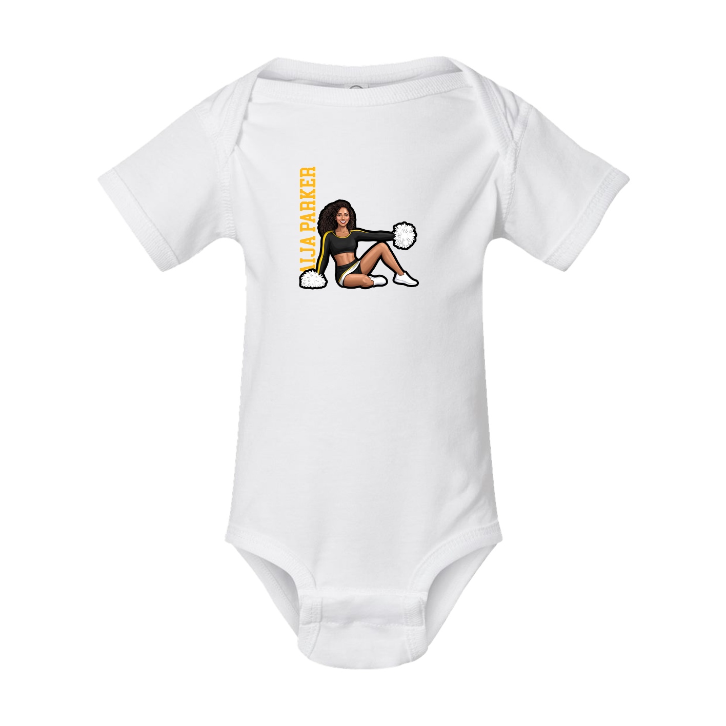 Baby Onesie — Name Vertical in White