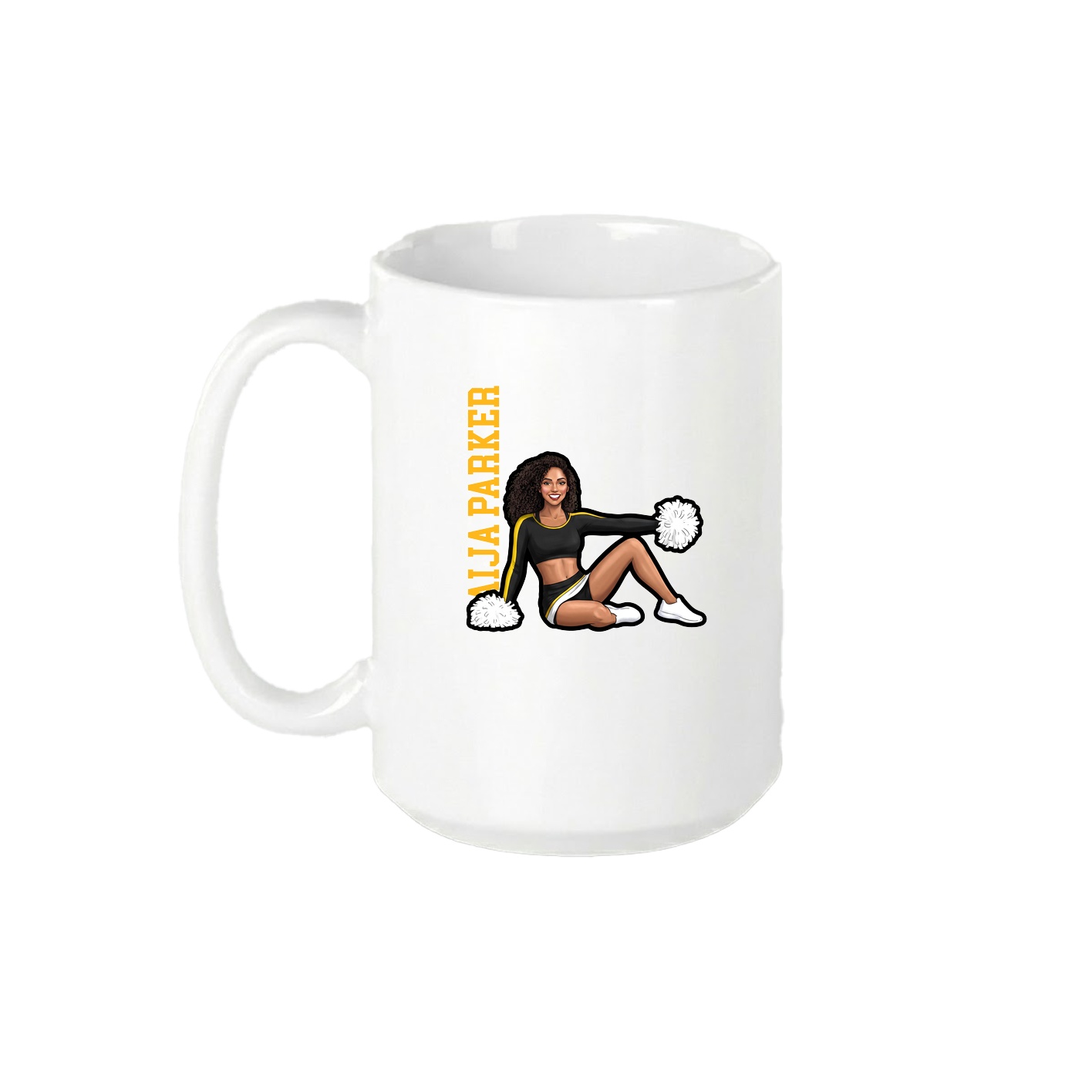 15oz Coffee Mug — Name Vertical in White