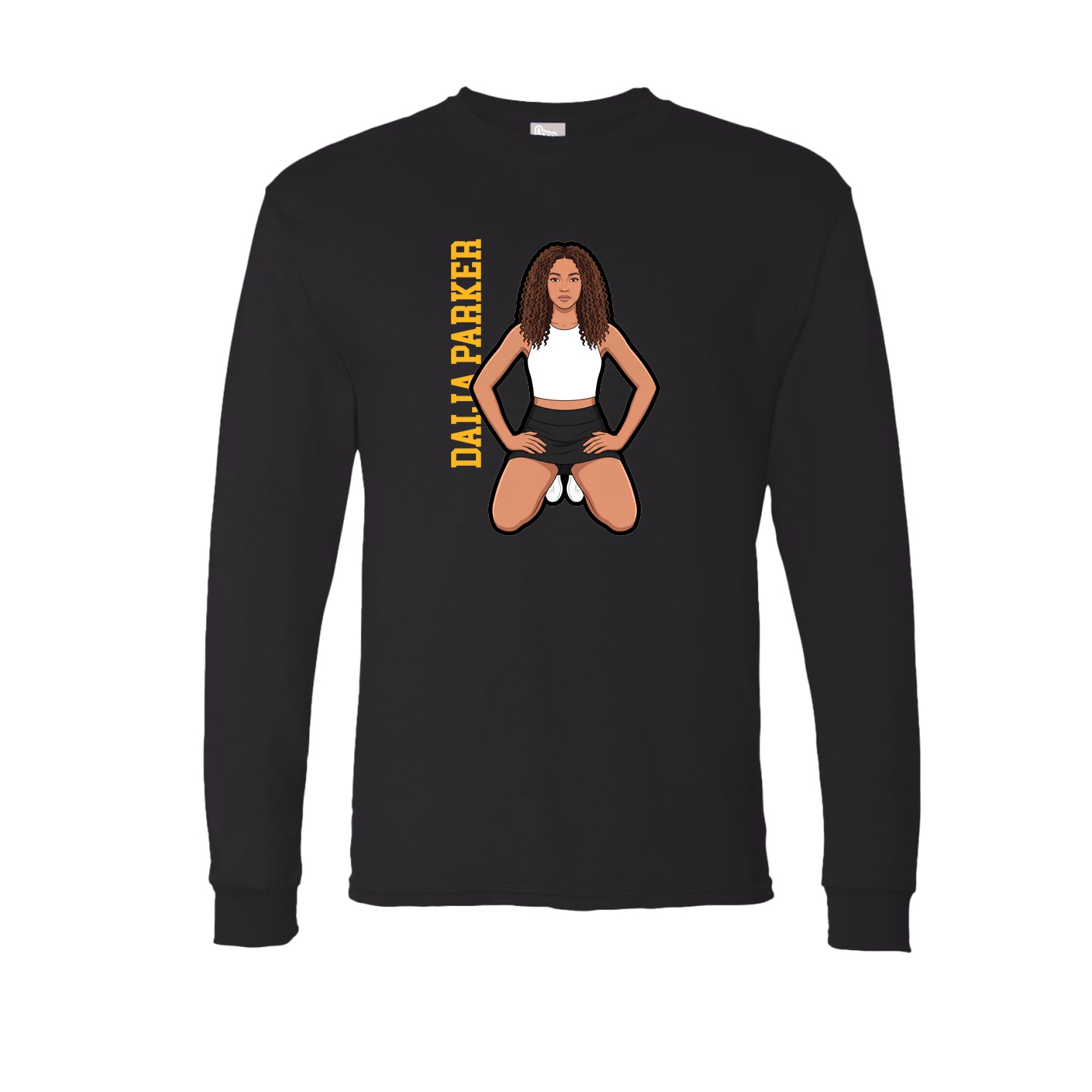 Long Sleeve Tee — Name Vertical in Black