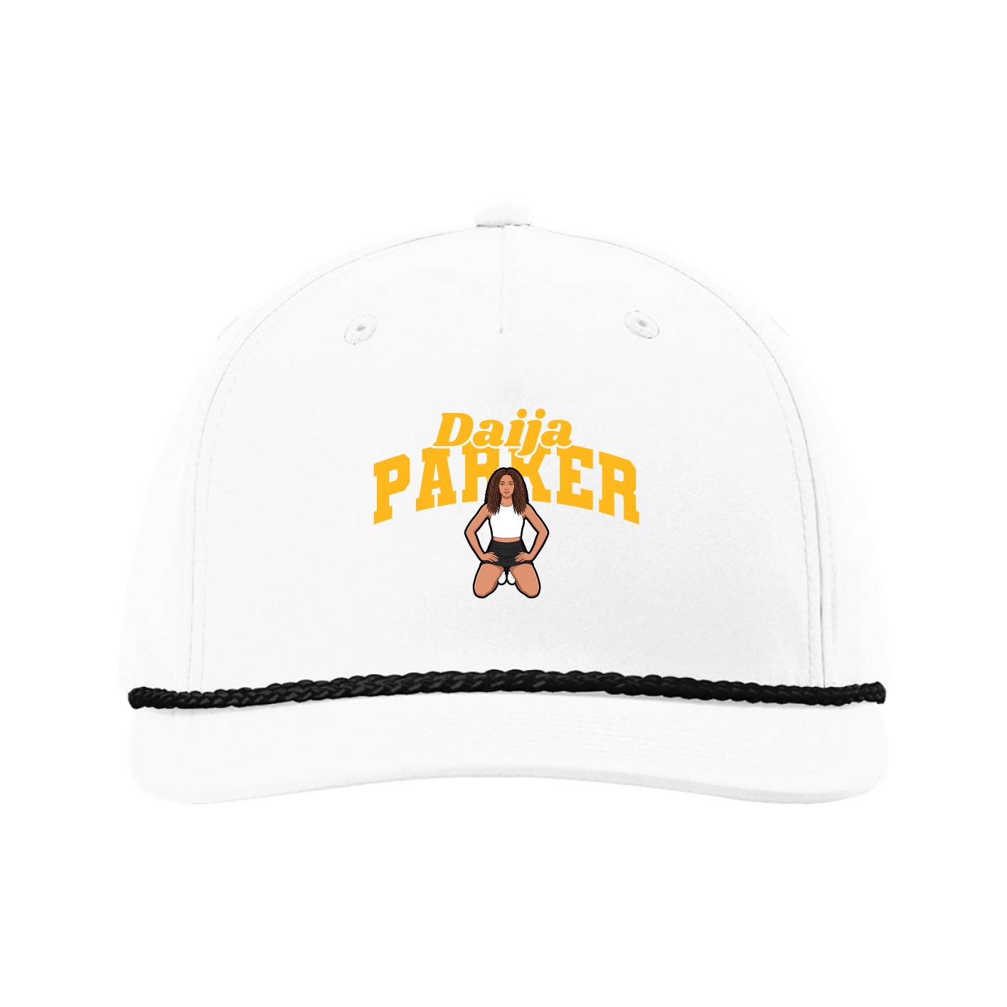 Five-Panel Classic Rope Cap — Signature Arch in White