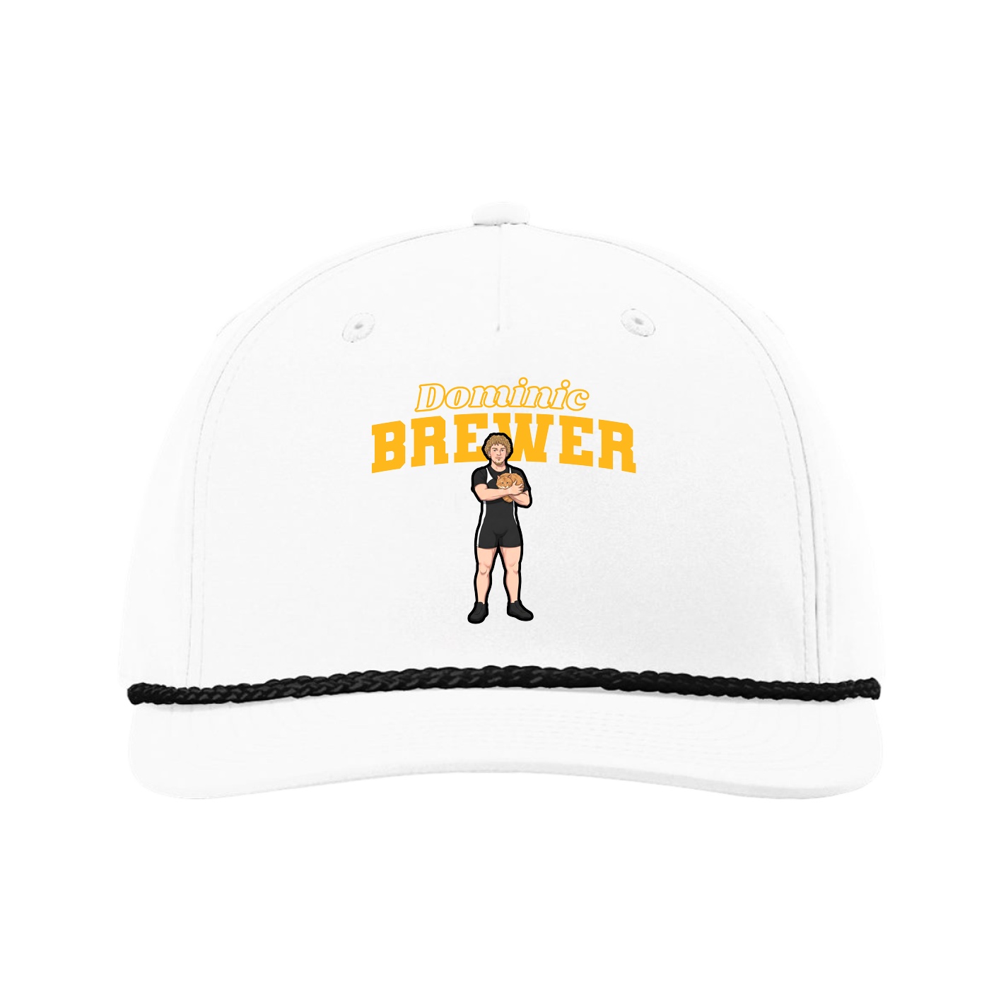 Five-Panel Classic Rope Cap — Name Arch in White