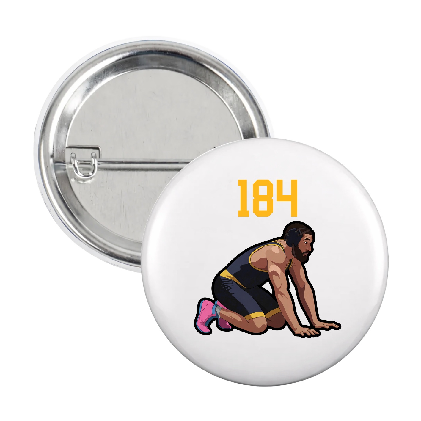 Game Day Button — Number Top in White