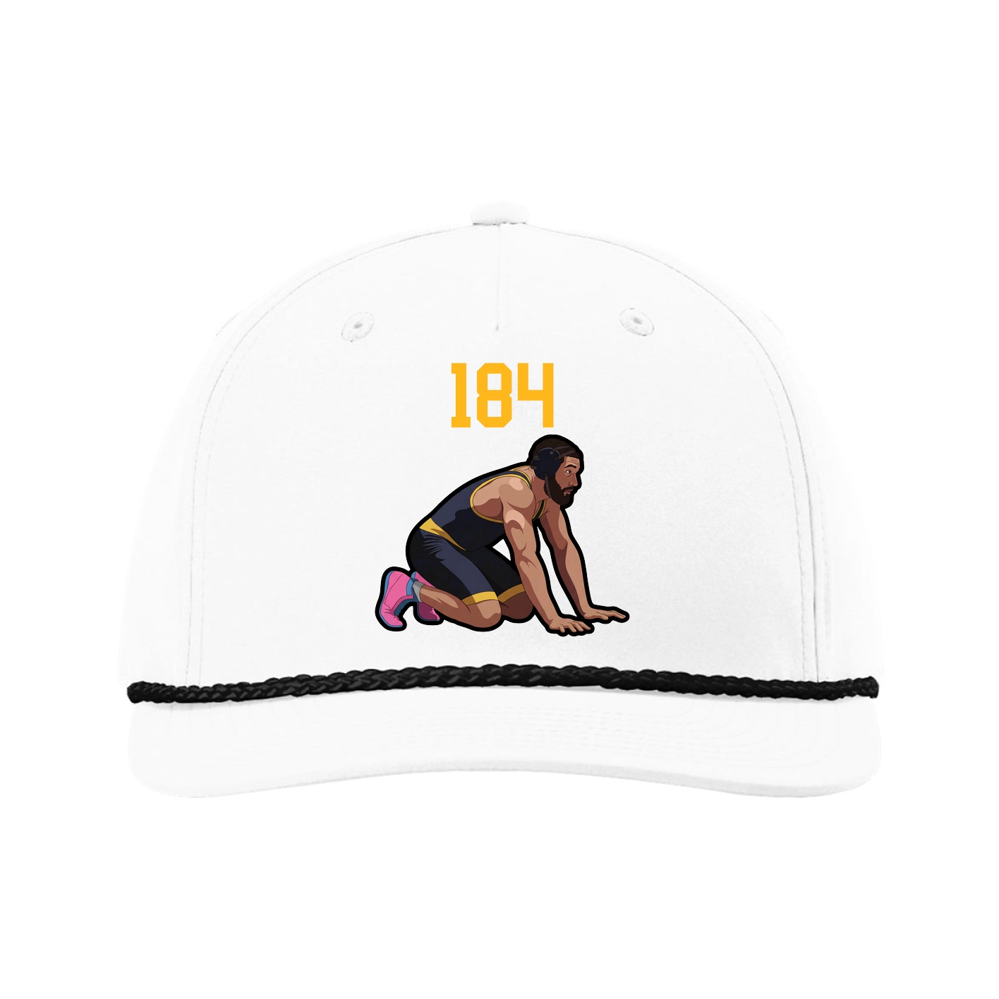 Five-Panel Classic Rope Cap — Number Top in White