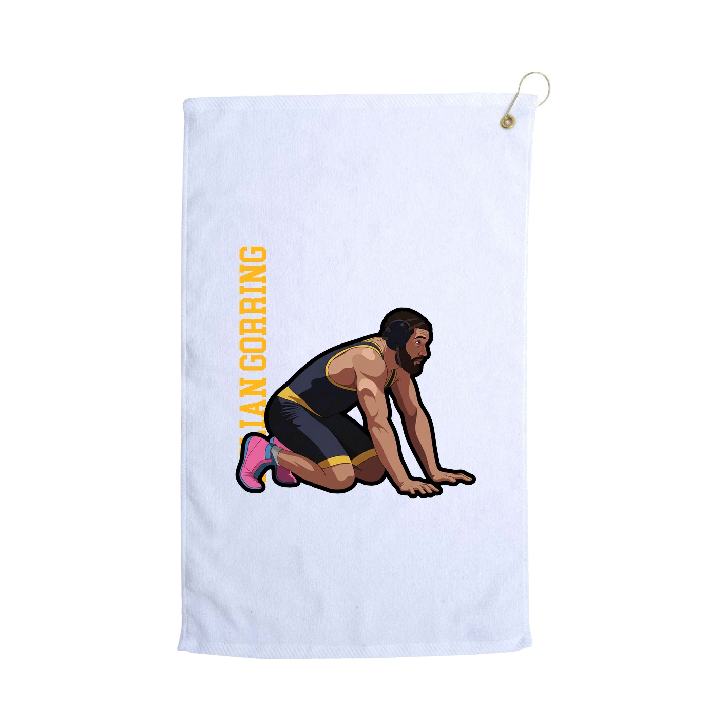 Golf Towel — Name Vertical in White