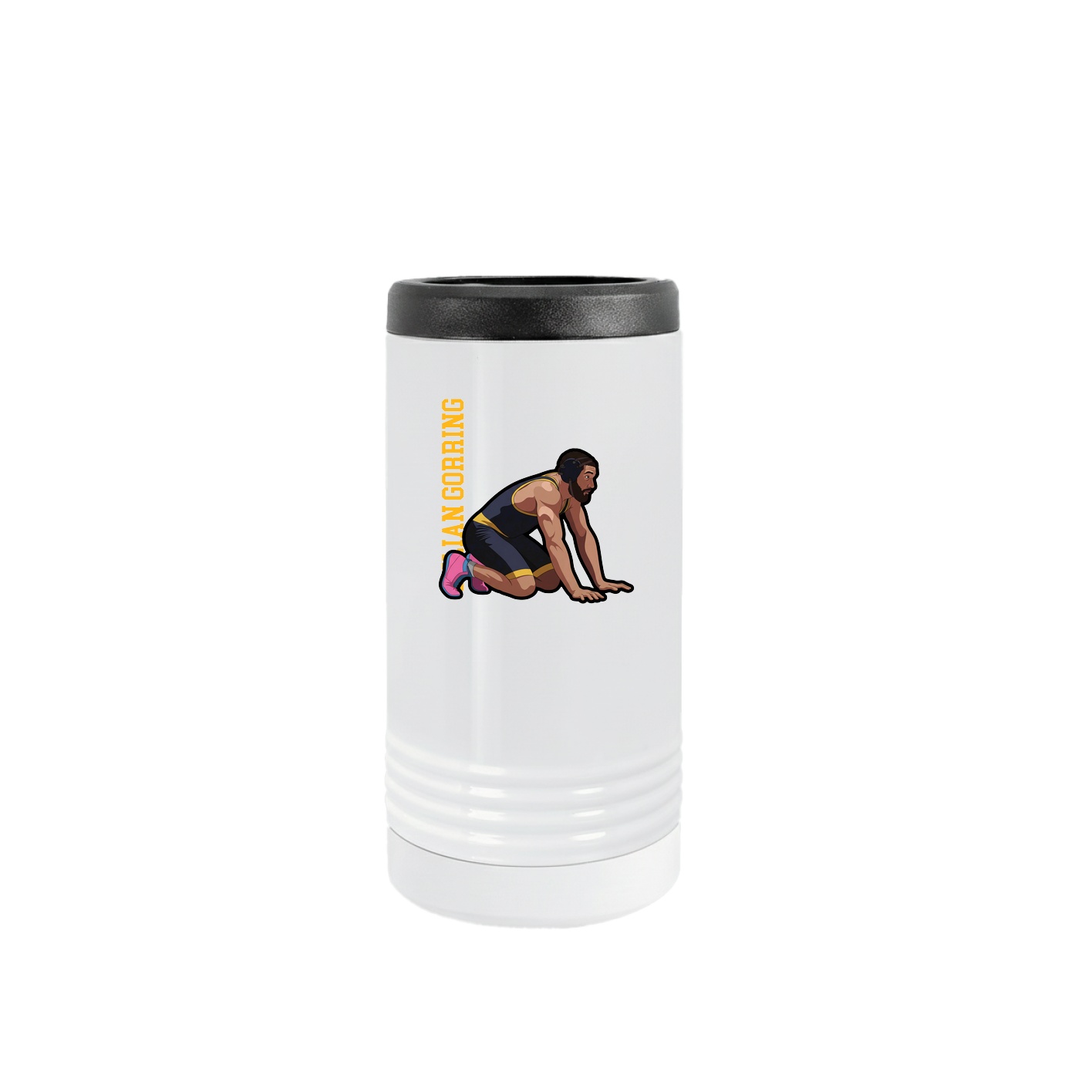 Slim Beverage Holder — Name Vertical in White