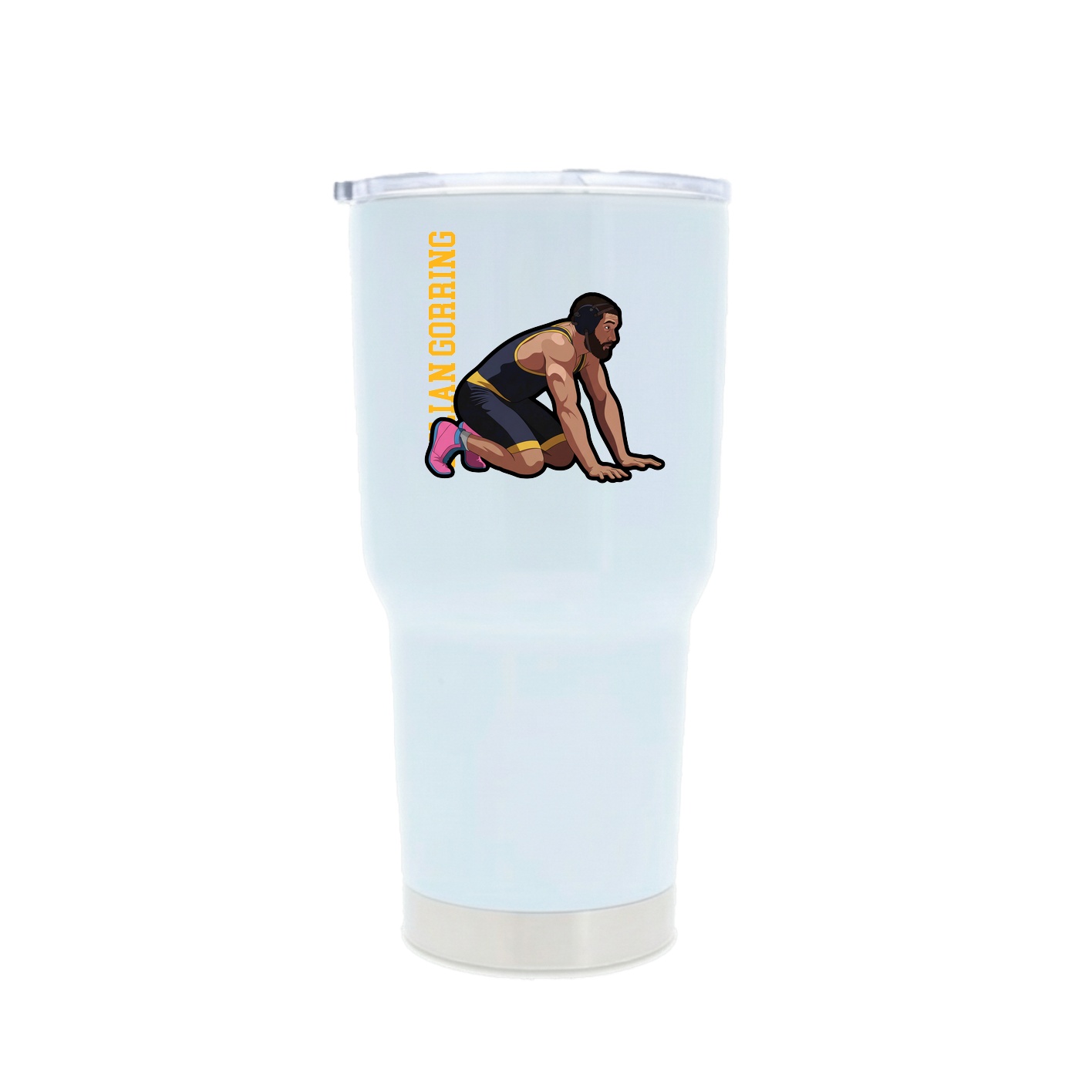 30oz Stainless Steel Tumbler — Name Vertical in White