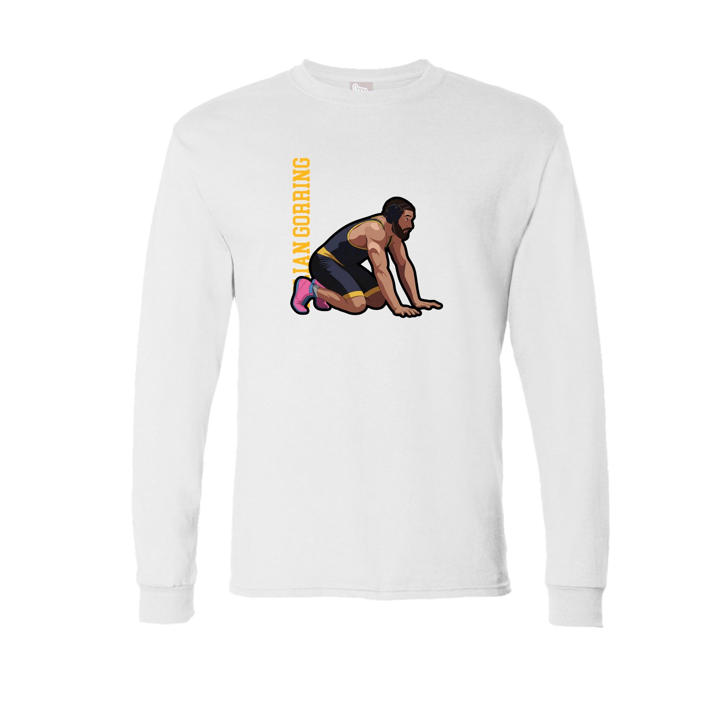 Long Sleeve Tee — Name Vertical in White