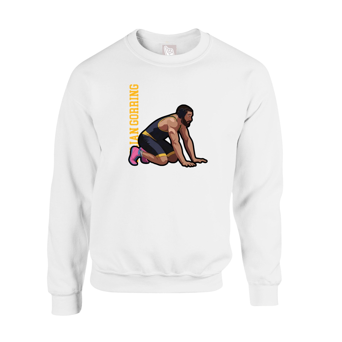 Fleece Crew — Name Vertical in White