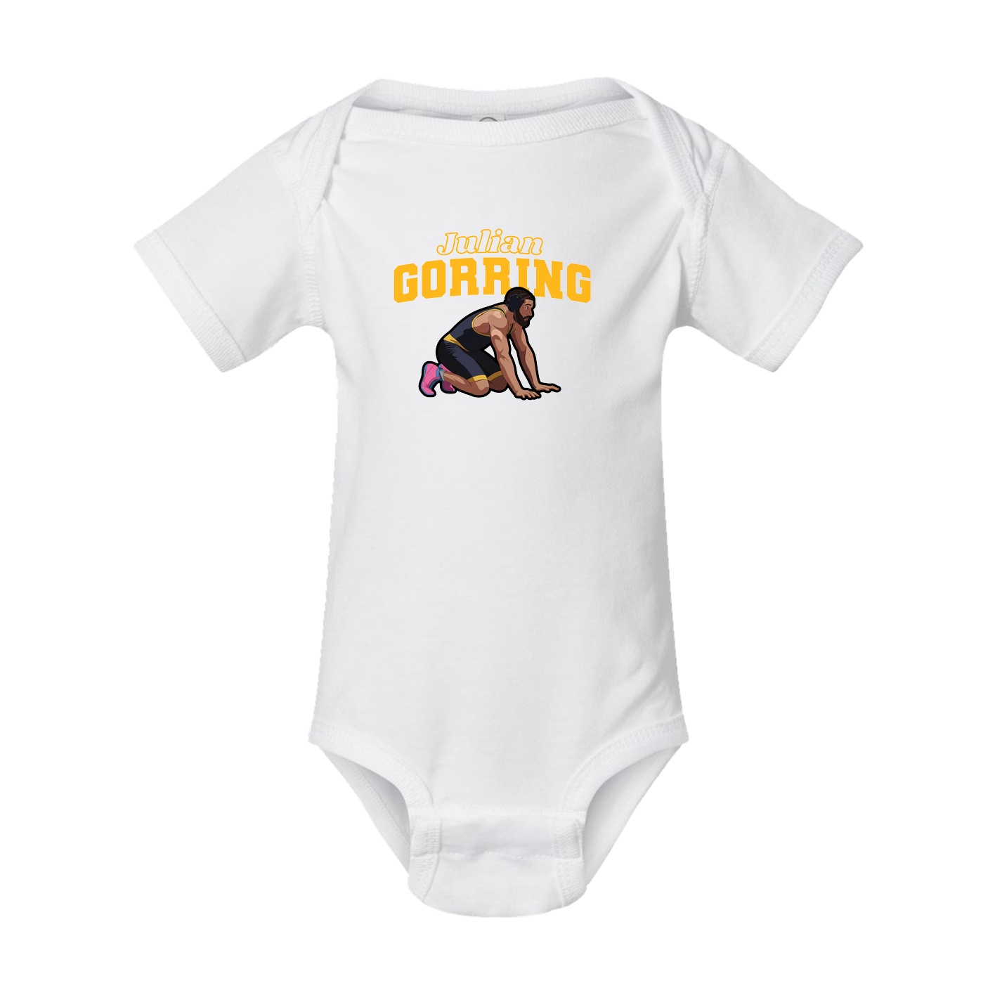 Baby Onesie — Name Arch in White