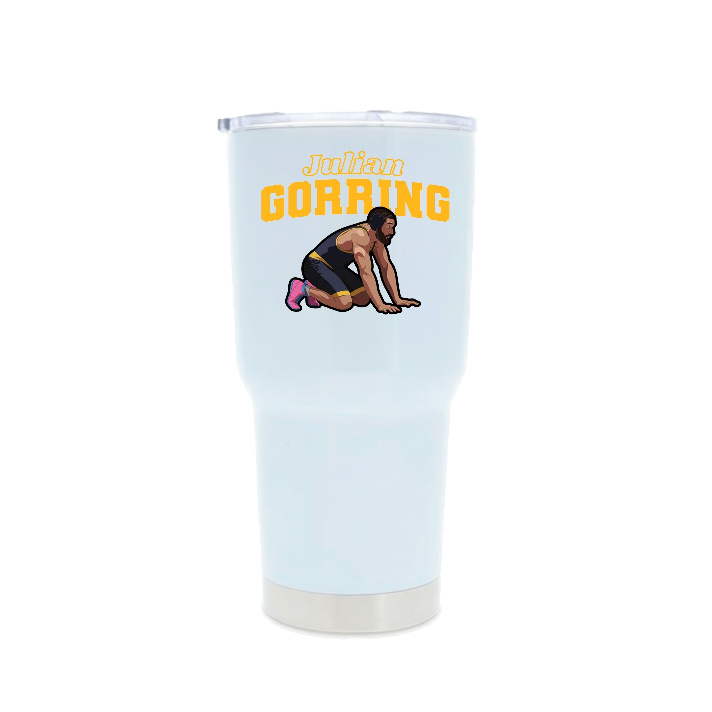 30oz Stainless Steel Tumbler — Name Arch in White