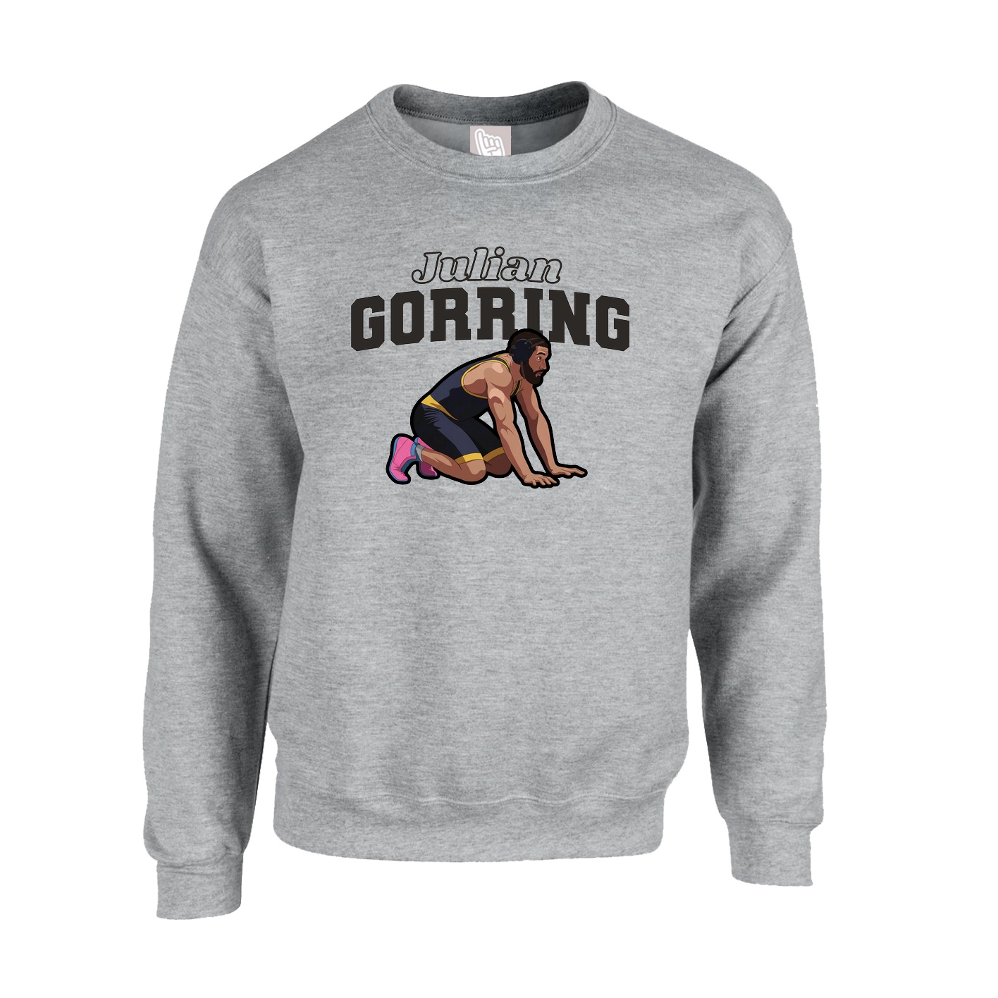 Fleece Crew — Name Arch in Grey