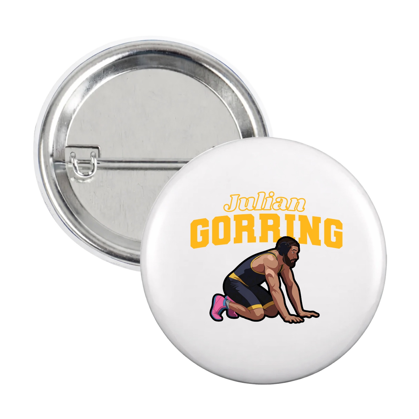Game Day Button — Name Arch in White