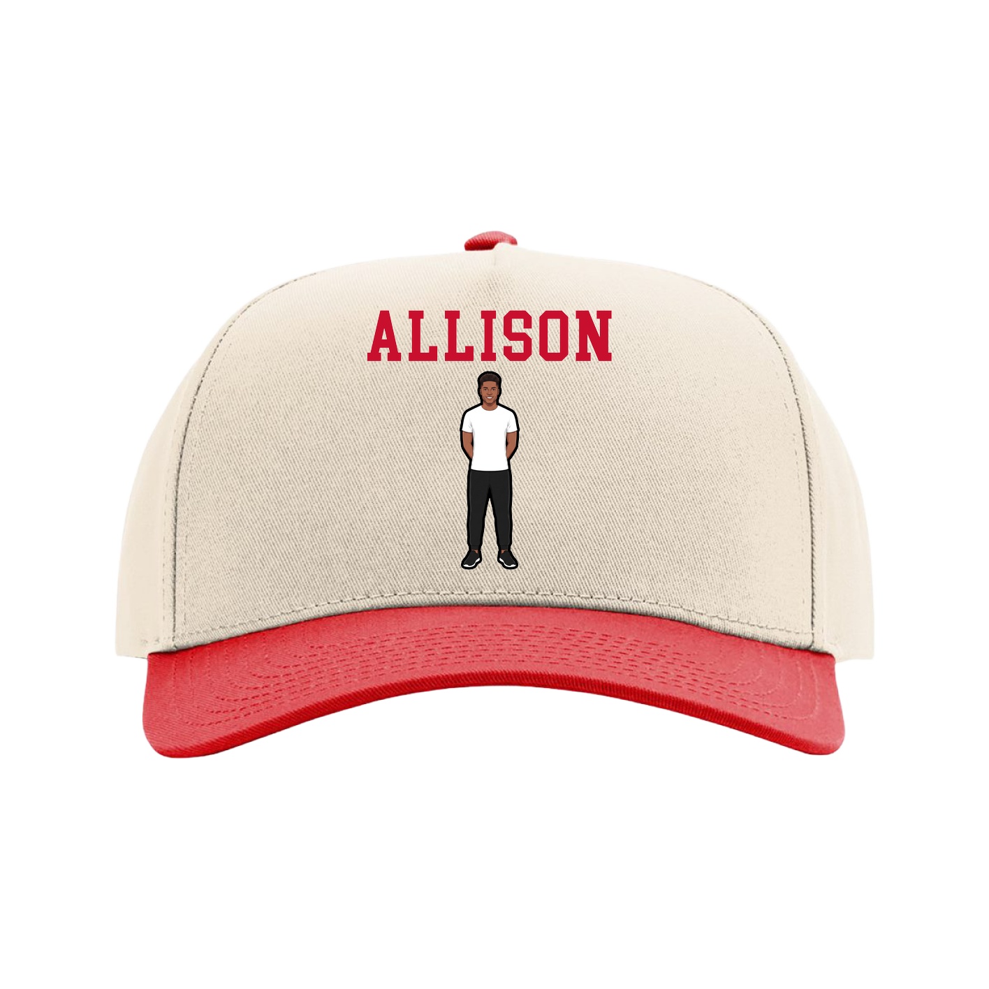 Full Fabric Five-Panel Champ Cap — Shirsey in Cream/Red