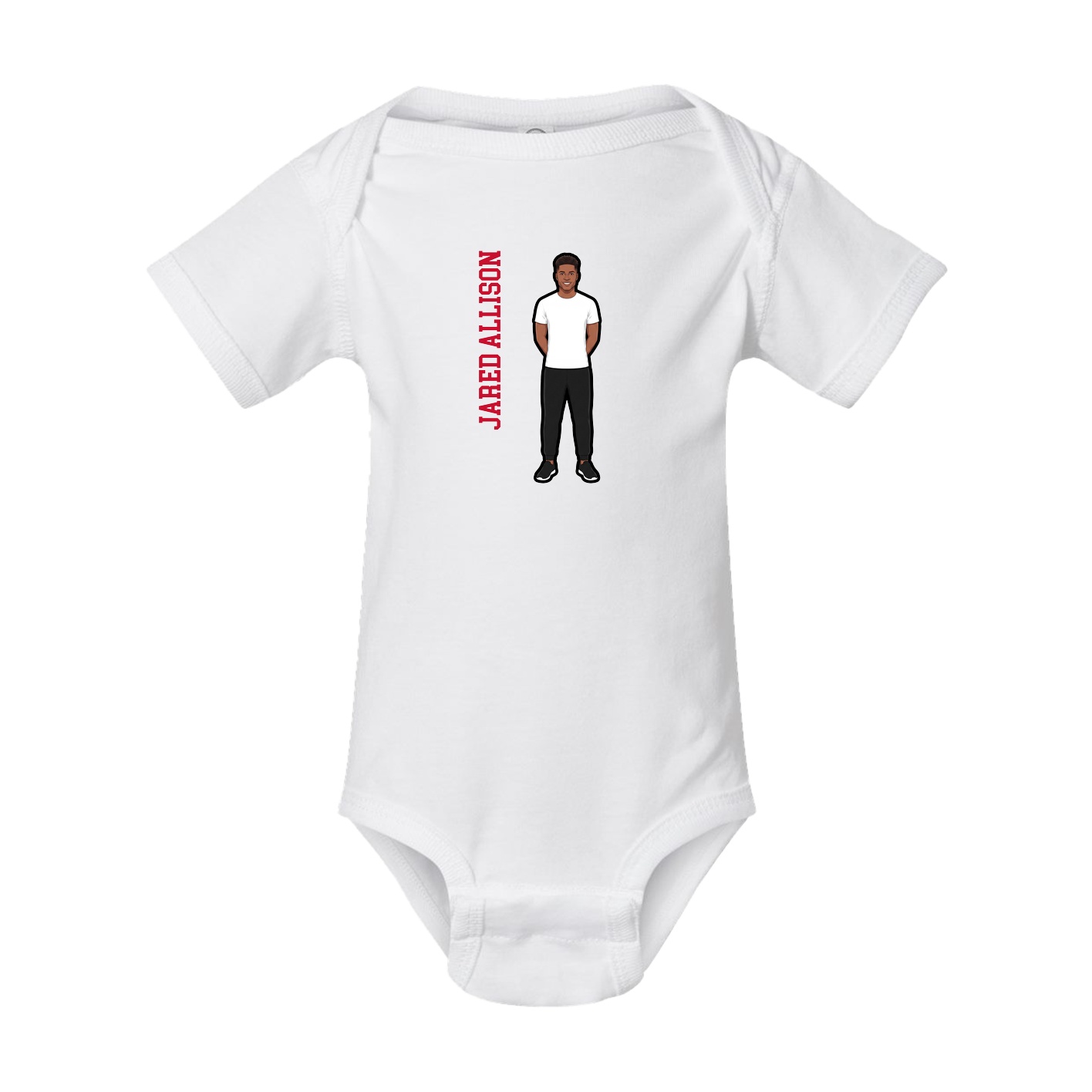Baby Onesie — Name Vertical in White