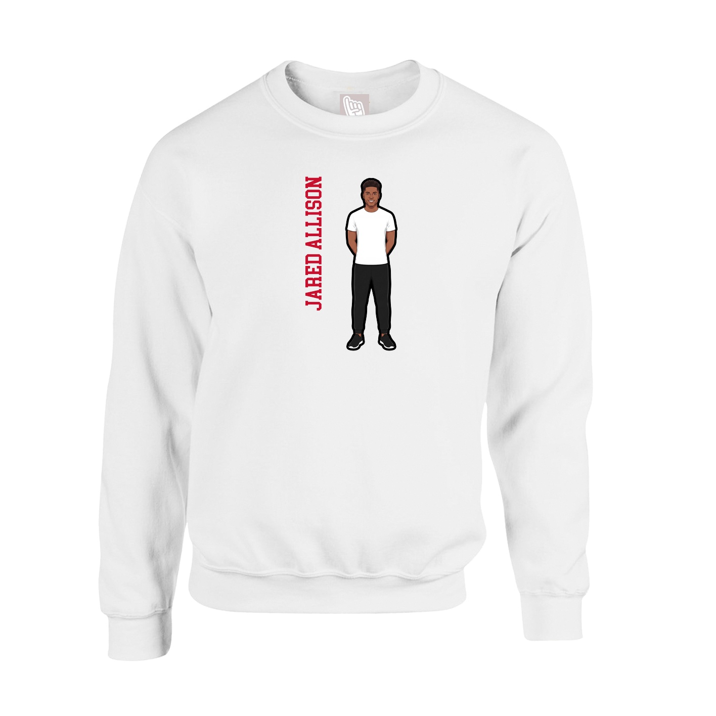 Fleece Crew — Name Vertical in White