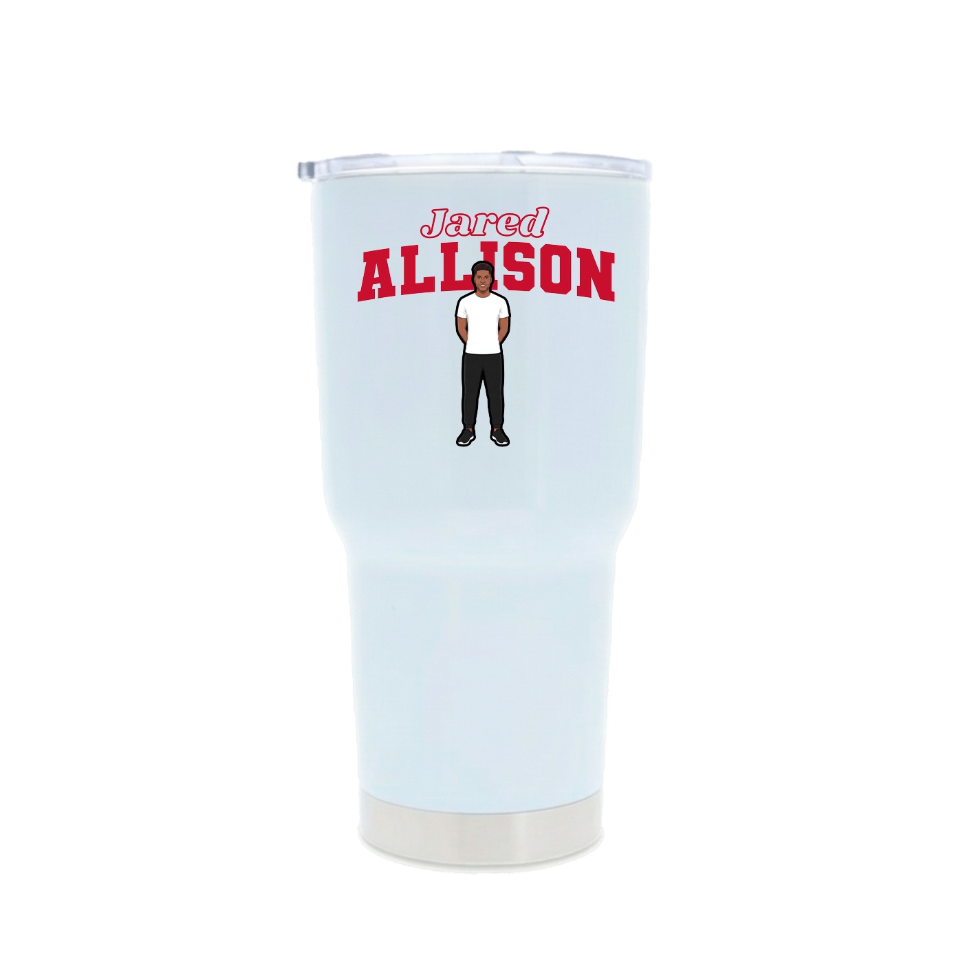 30oz Stainless Steel Tumbler — Name Arch in White