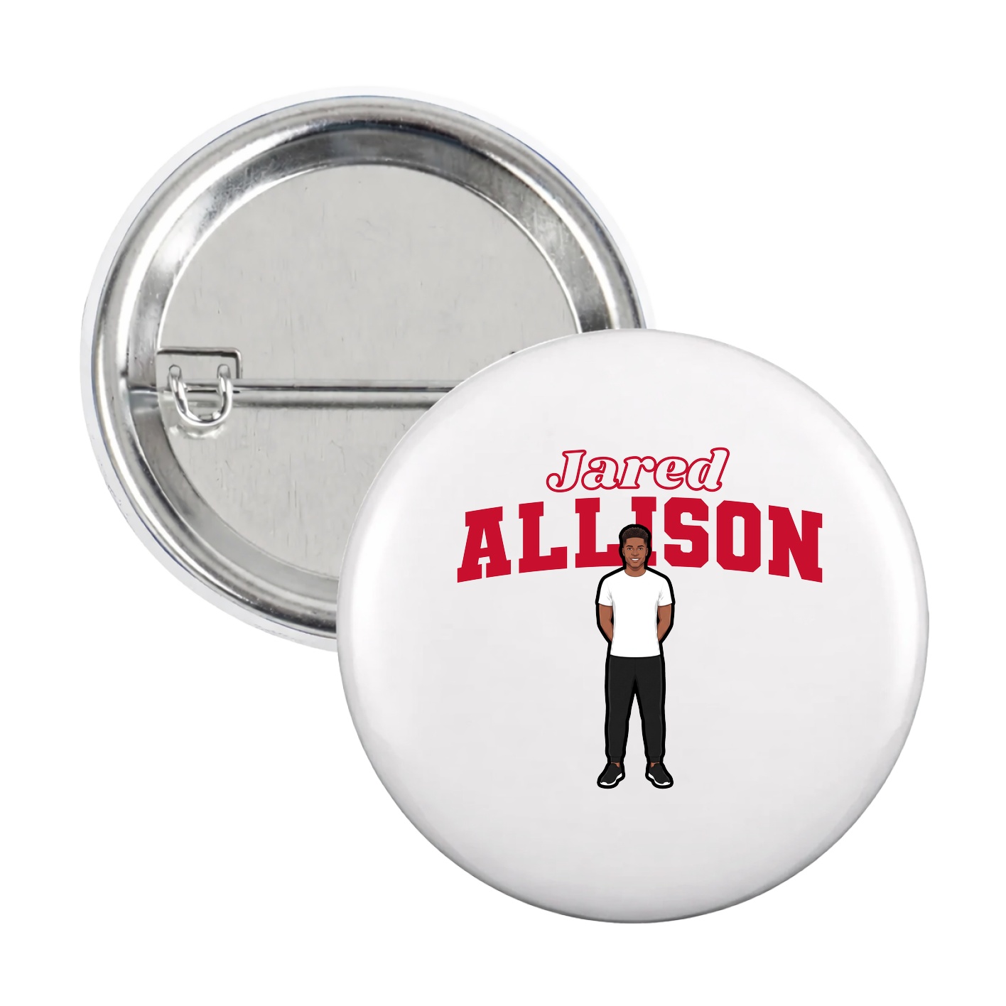 Game Day Button — Name Arch in White