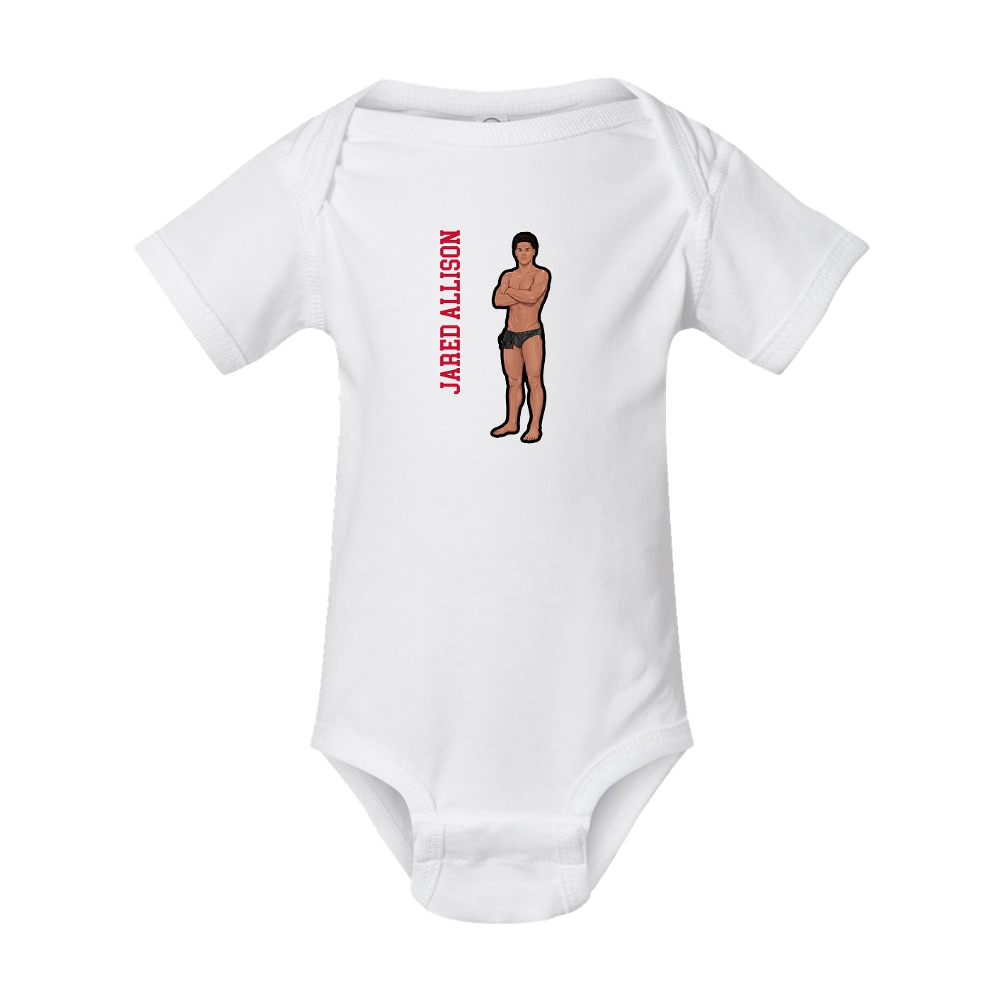 Baby Onesie — Name Vertical in White