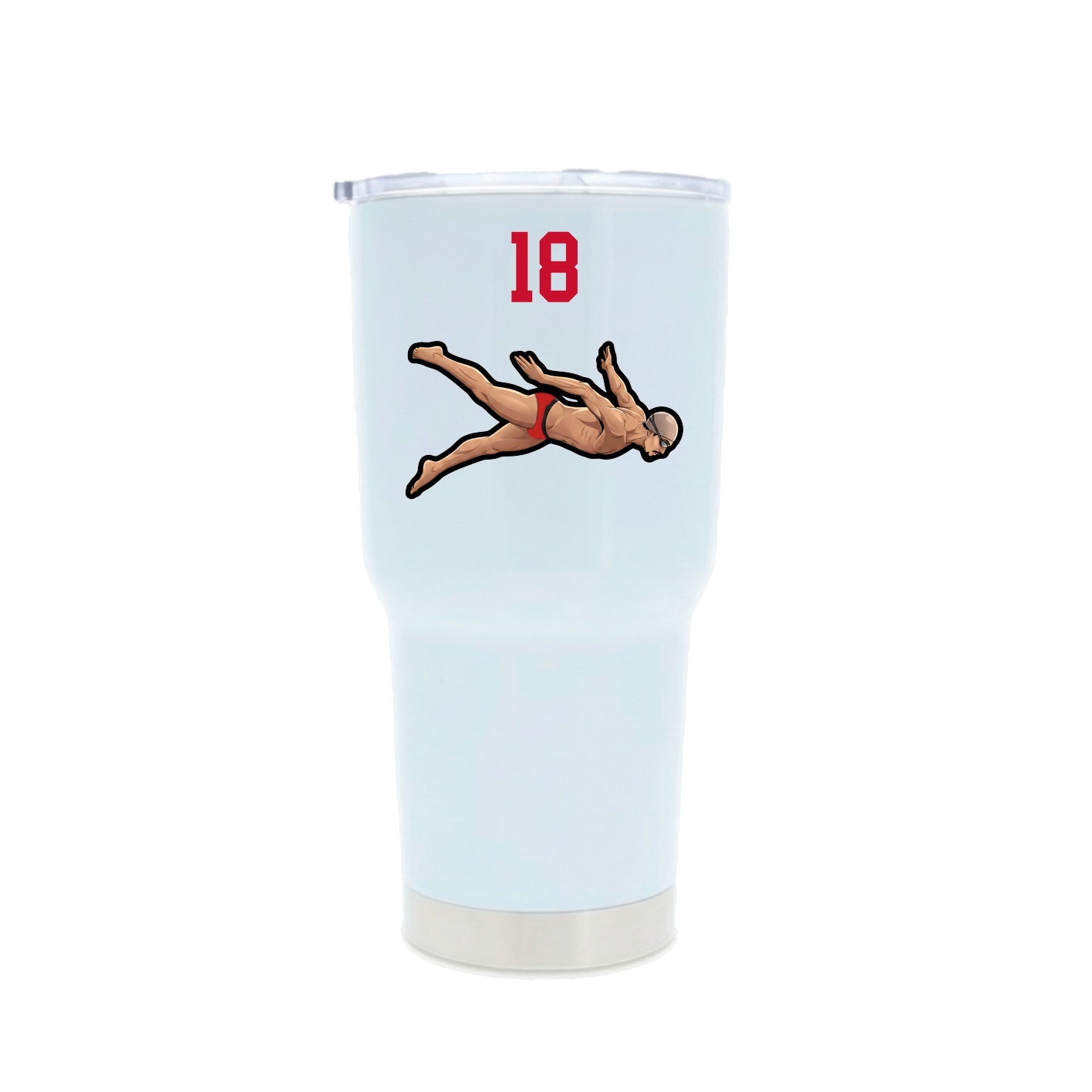 30oz Stainless Steel Tumbler — Number Top in White