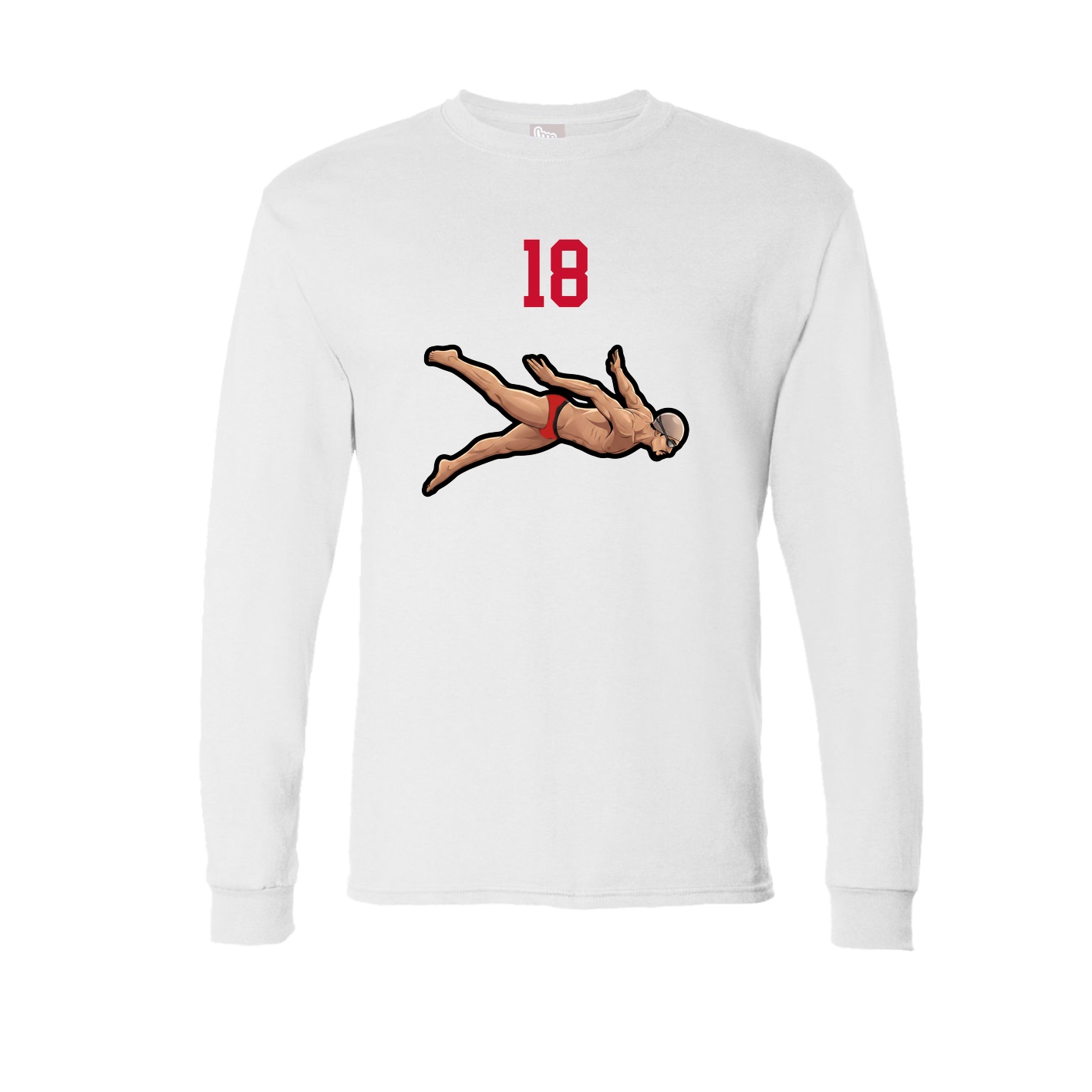 Long Sleeve Tee — Number Top in White