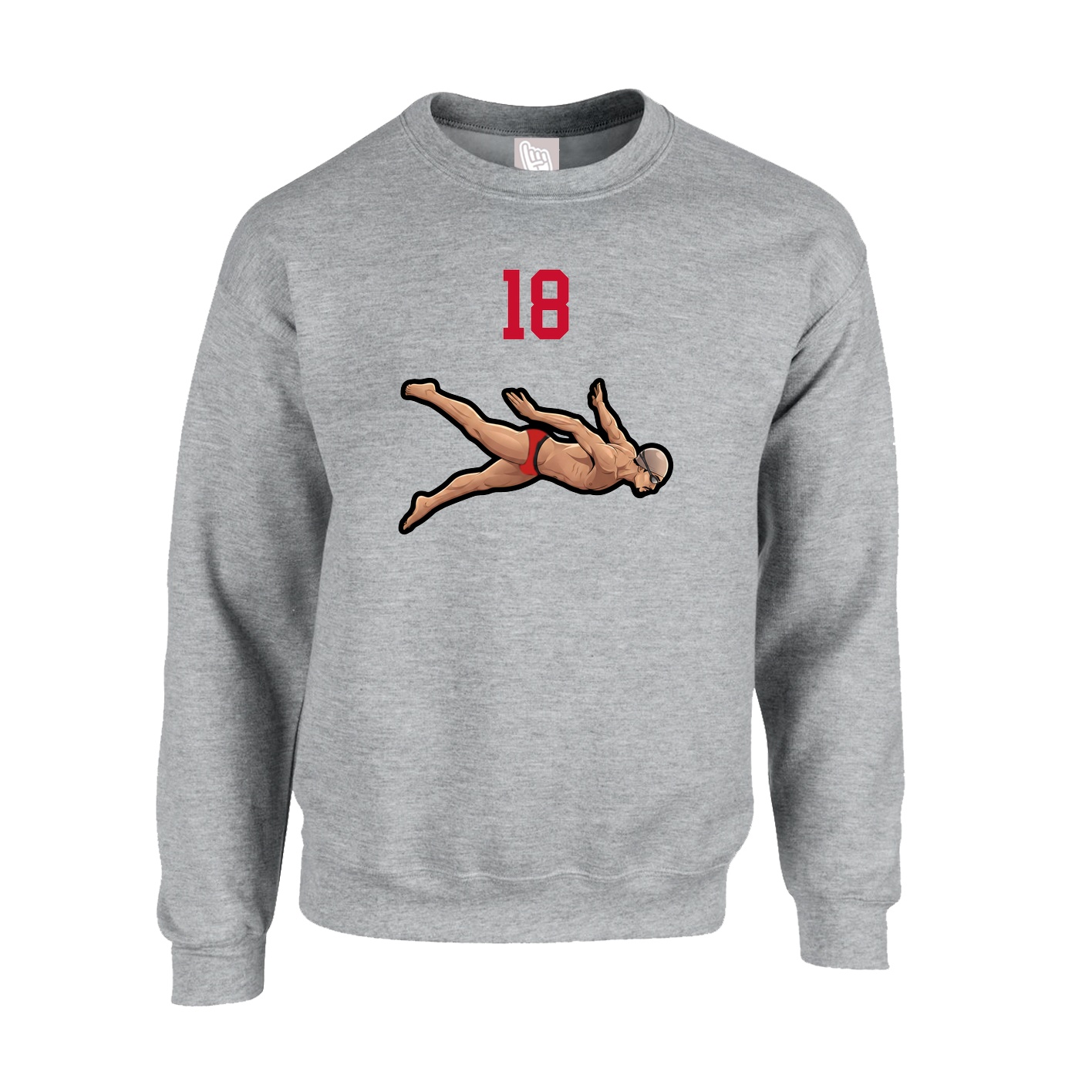 Fleece Crew — Number Top in Grey