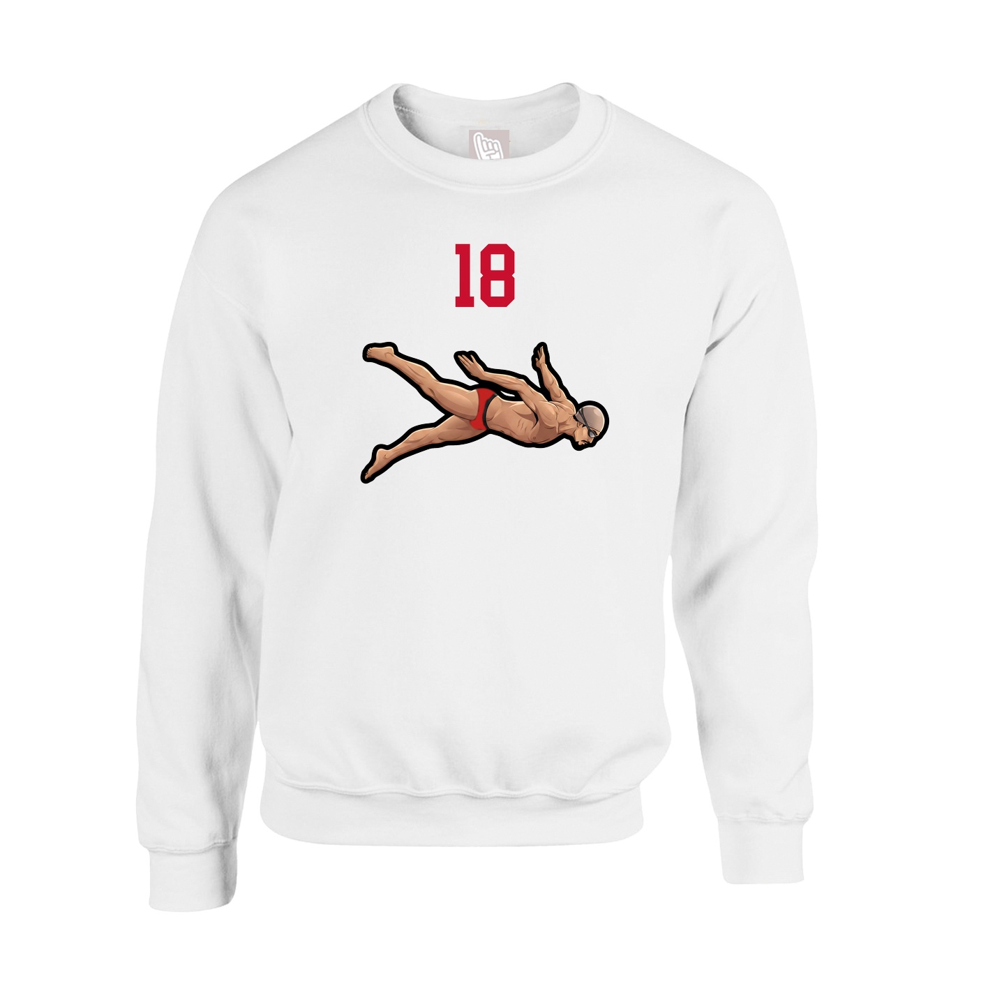 Fleece Crew — Number Top in White