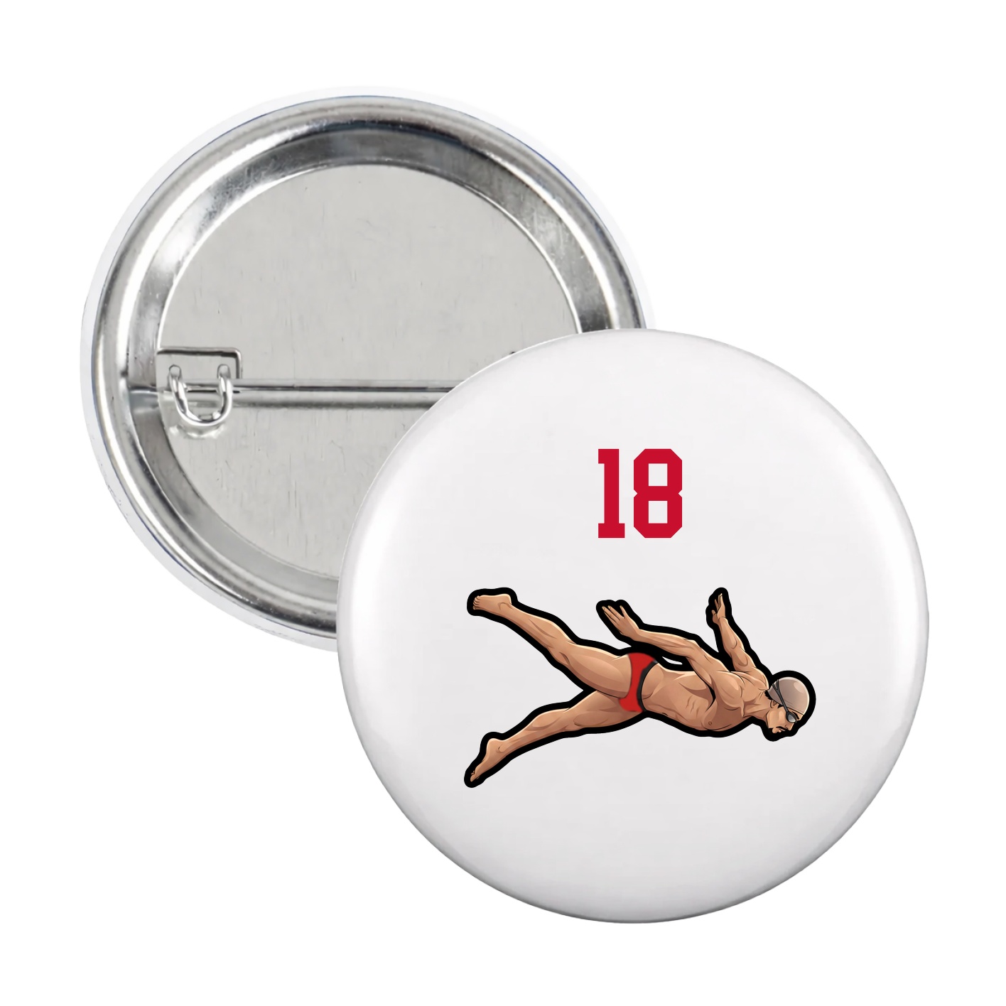 Game Day Button — Number Top in White