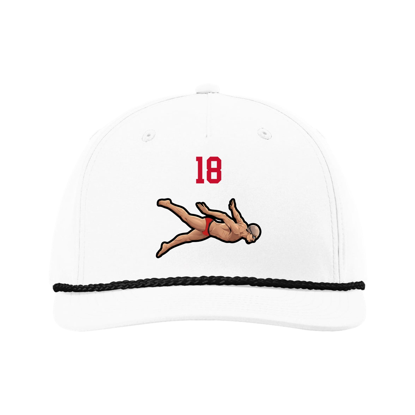 Five-Panel Classic Rope Cap — Number Top in White
