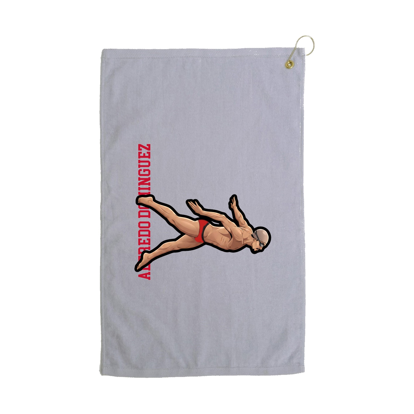 Golf Towel — Name Vertical in Grey