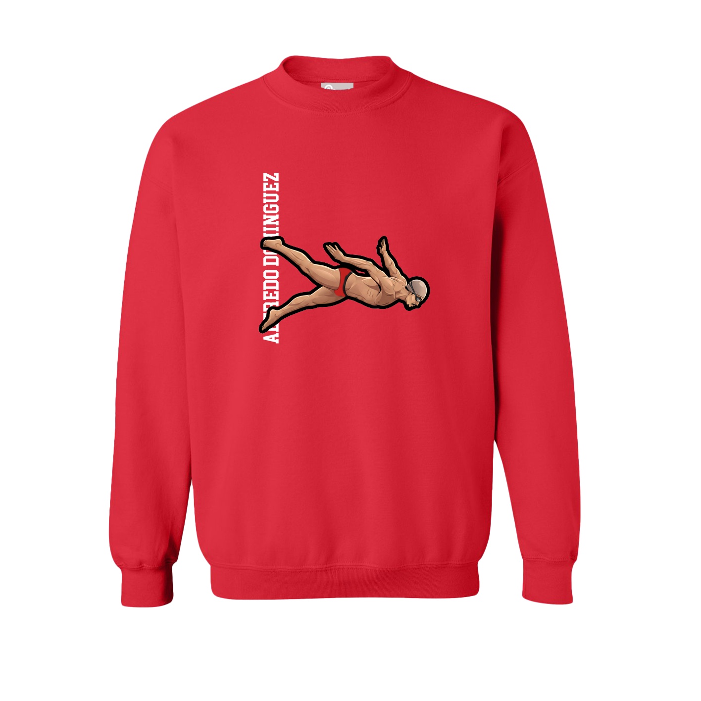 Fleece Crew — Name Vertical in Red