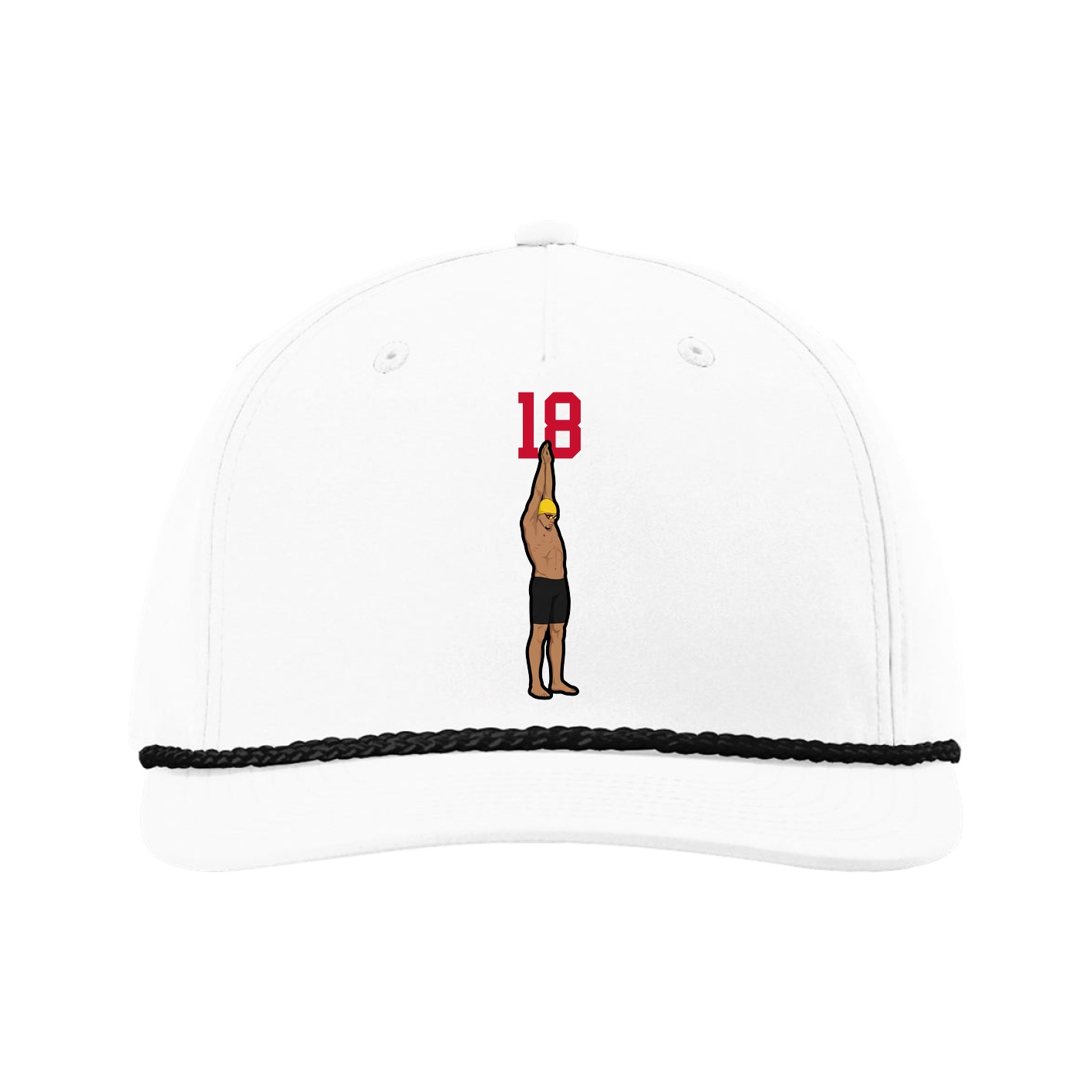 Five-Panel Classic Rope Cap — Number Top in White